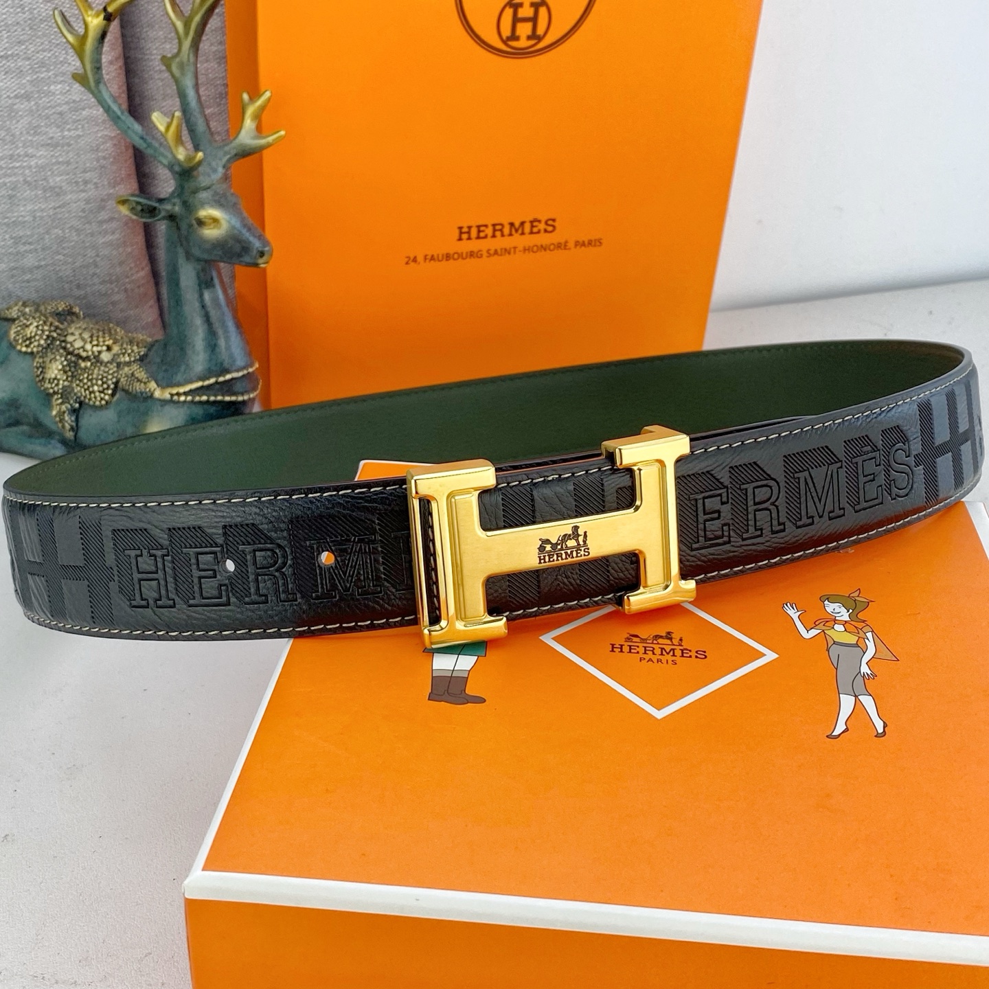 爱马仕💕 特种皮腰带系列 ，原厂五金精品不锈钢扣，手感柔软舒适 宽3.8CM。