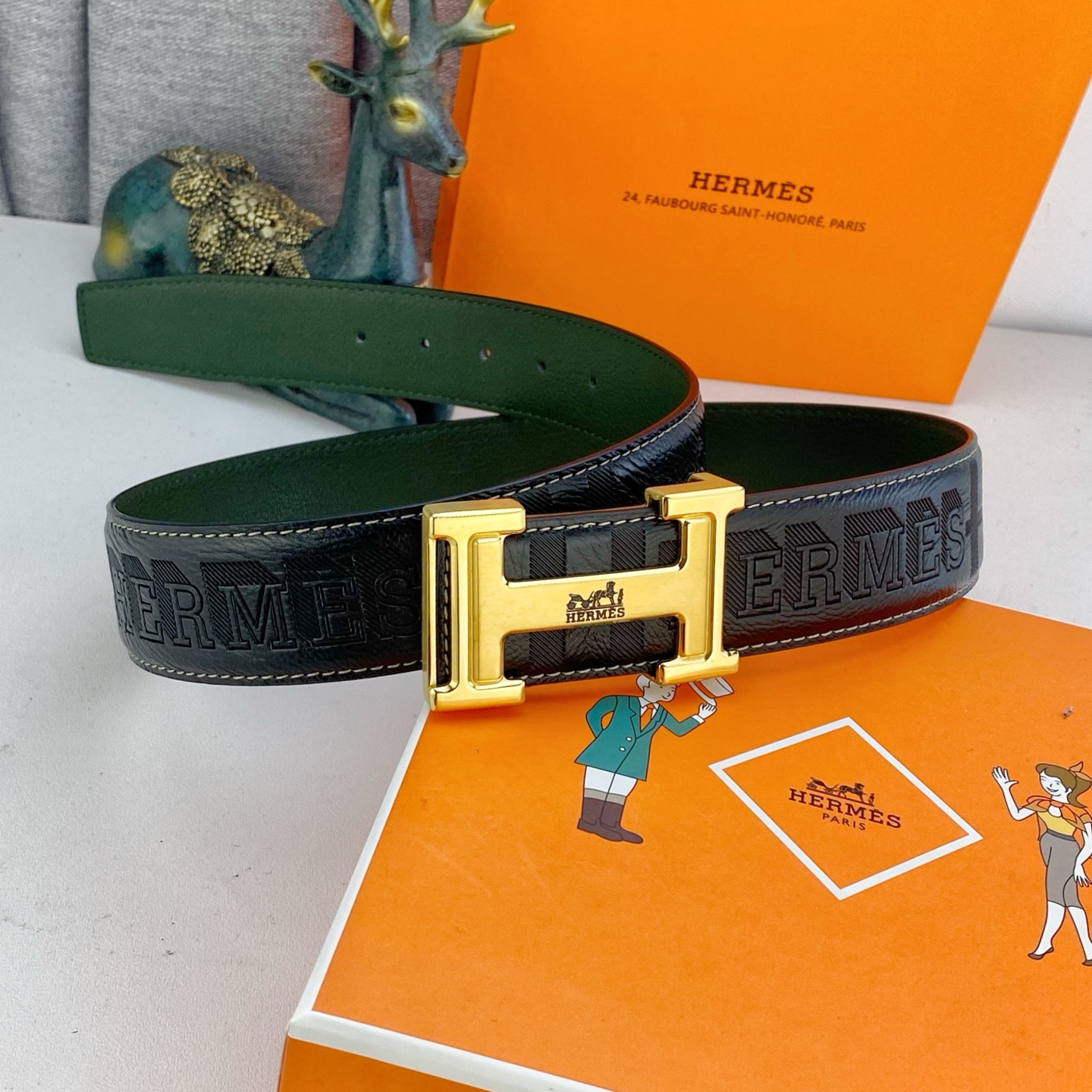 爱马仕💕 特种皮腰带系列 ，原厂五金精品不锈钢扣，手感柔软舒适 宽3.8CM。