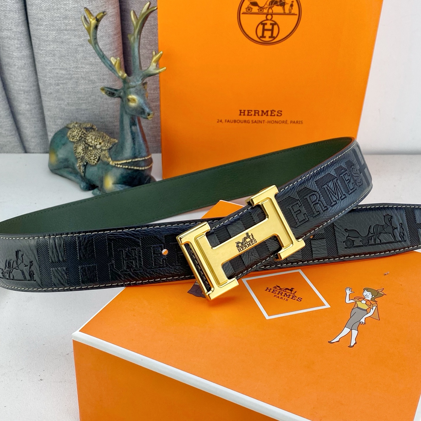 爱马仕💕 特种皮腰带系列 ，原厂五金精品不锈钢扣，手感柔软舒适 宽3.8CM。
