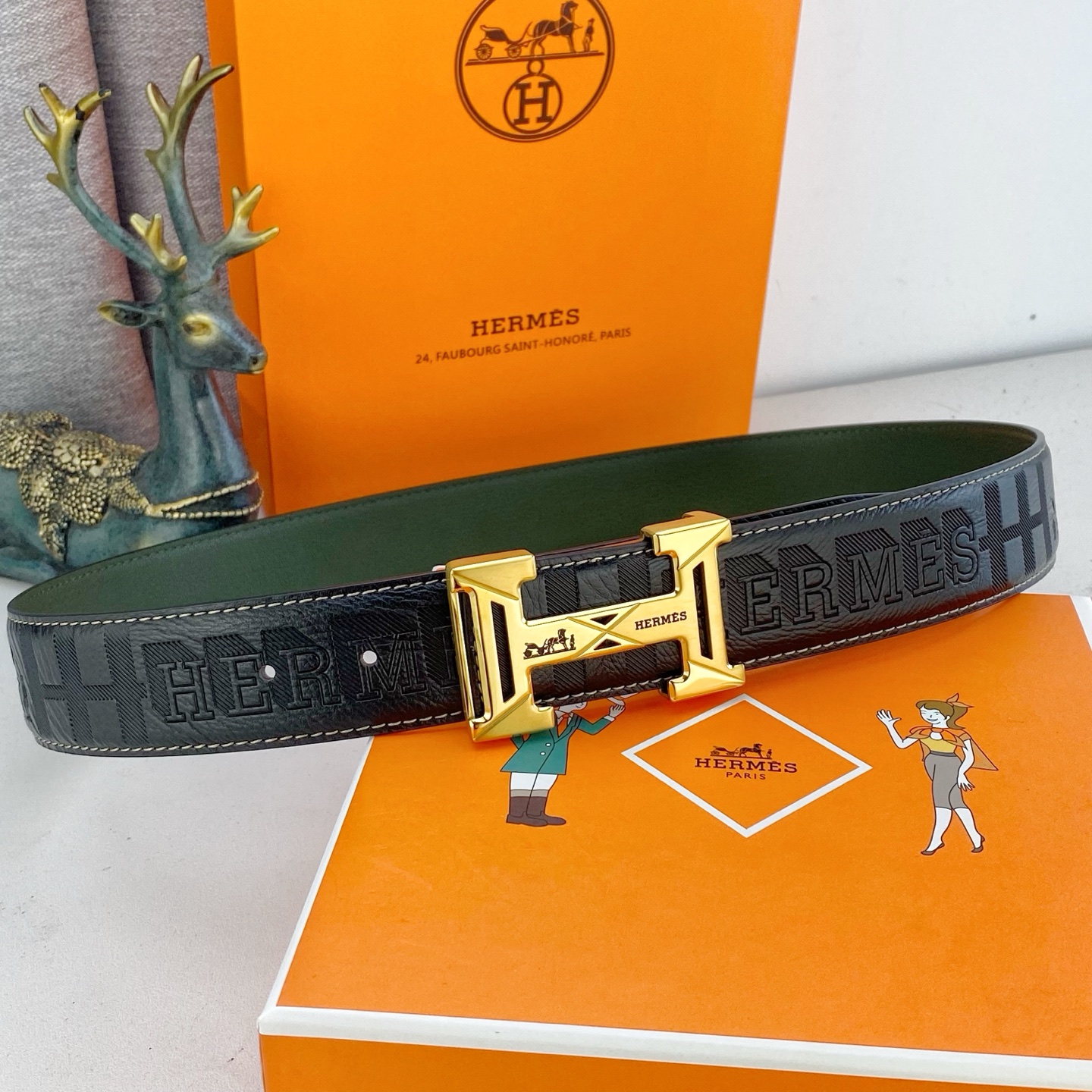 爱马仕💕 特种皮腰带系列 ，原厂五金精品不锈钢扣，手感柔软舒适 宽3.8CM。