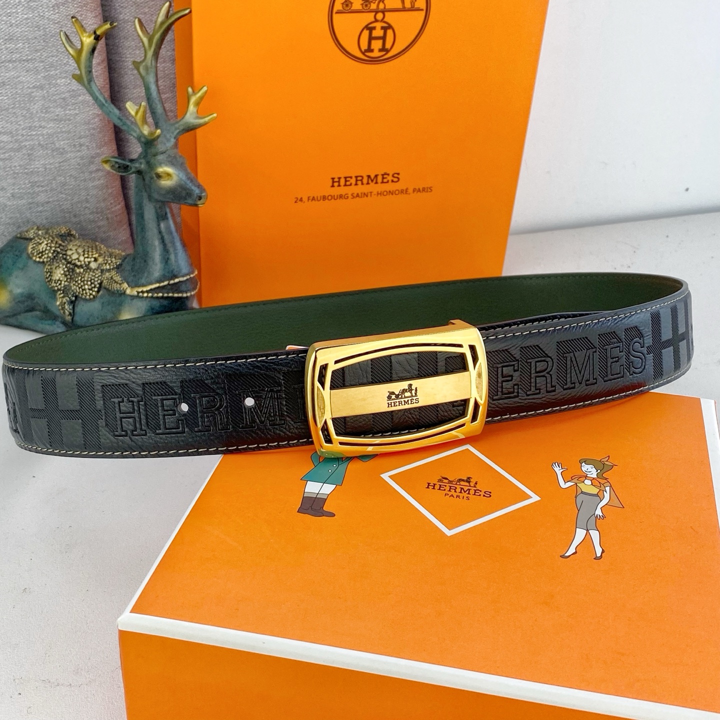 爱马仕💕 特种皮腰带系列 ，原厂五金精品不锈钢扣，手感柔软舒适 宽3.8CM。