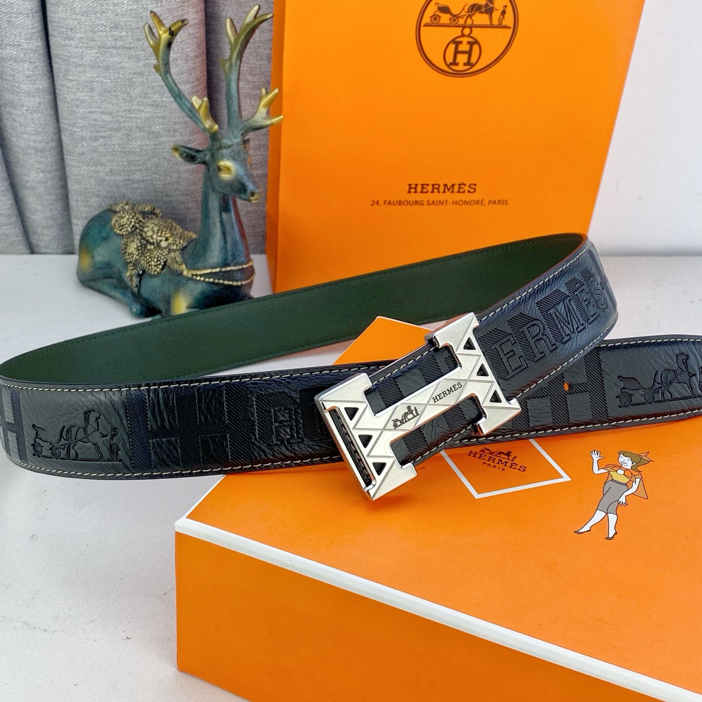 爱马仕💕 特种皮腰带系列 ，原厂五金精品不锈钢扣，手感柔软舒适 宽3.8CM。