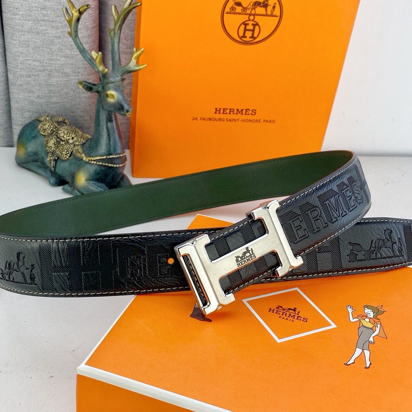 爱马仕💕 特种皮腰带系列 ，原厂五金精品不锈钢扣，手感柔软舒适 宽3.8CM。