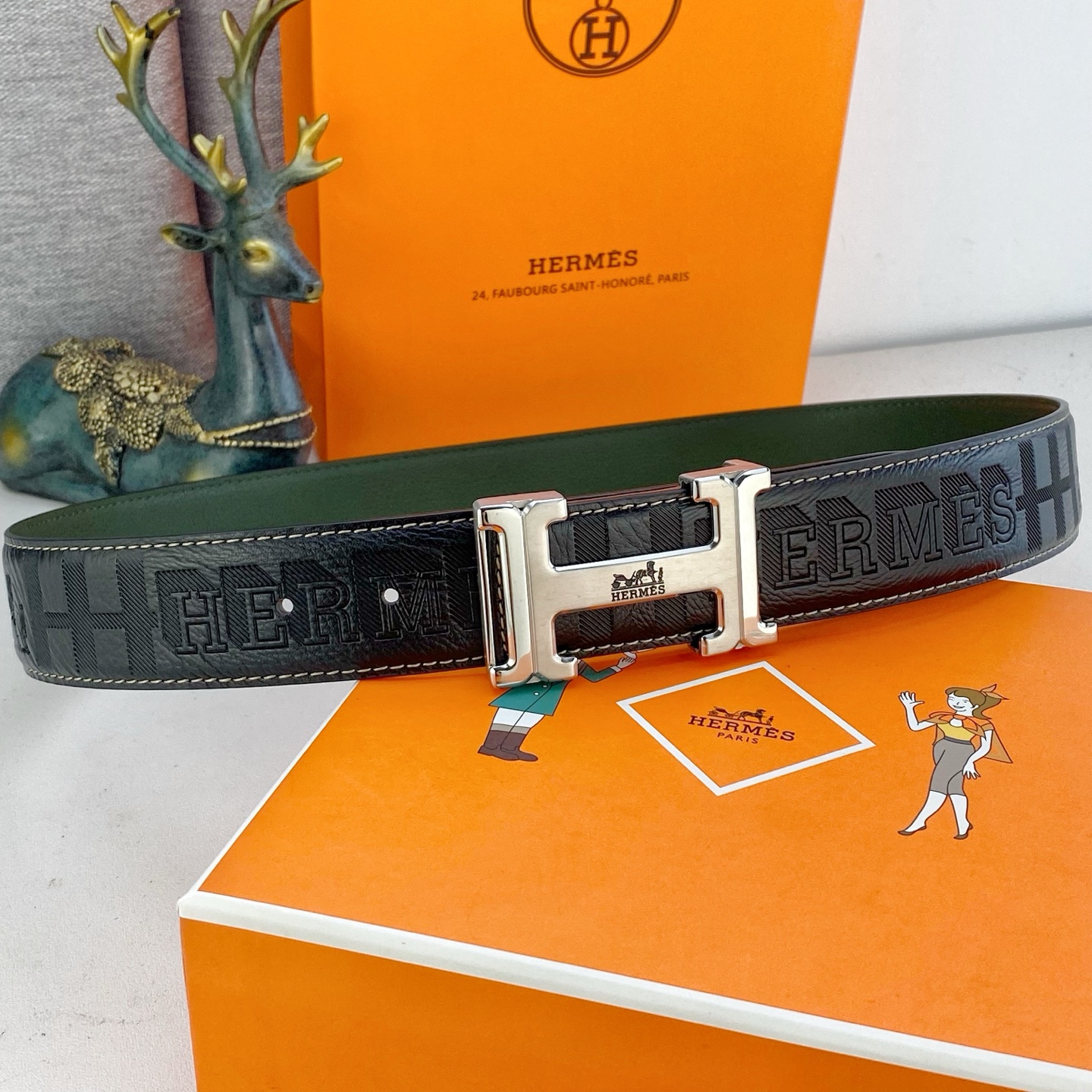爱马仕💕 特种皮腰带系列 ，原厂五金精品不锈钢扣，手感柔软舒适 宽3.8CM。