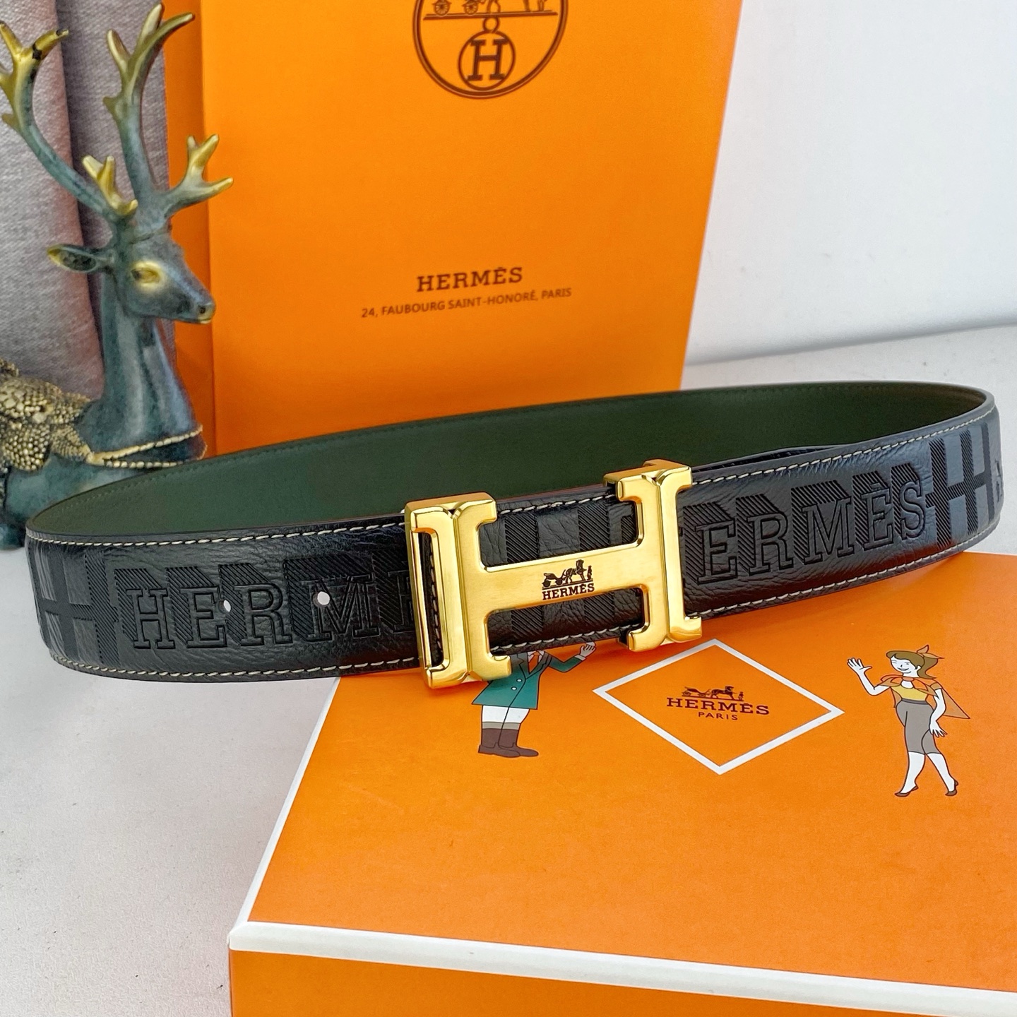 爱马仕💕 特种皮腰带系列 ，原厂五金精品不锈钢扣，手感柔软舒适 宽3.8CM。