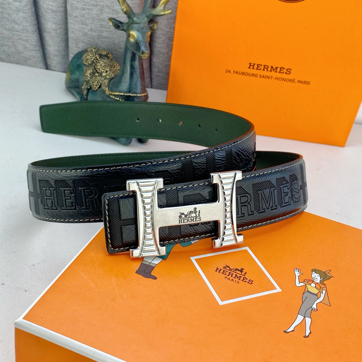 爱马仕💕 特种皮腰带系列 ，原厂五金精品不锈钢扣，手感柔软舒适 宽3.8CM。