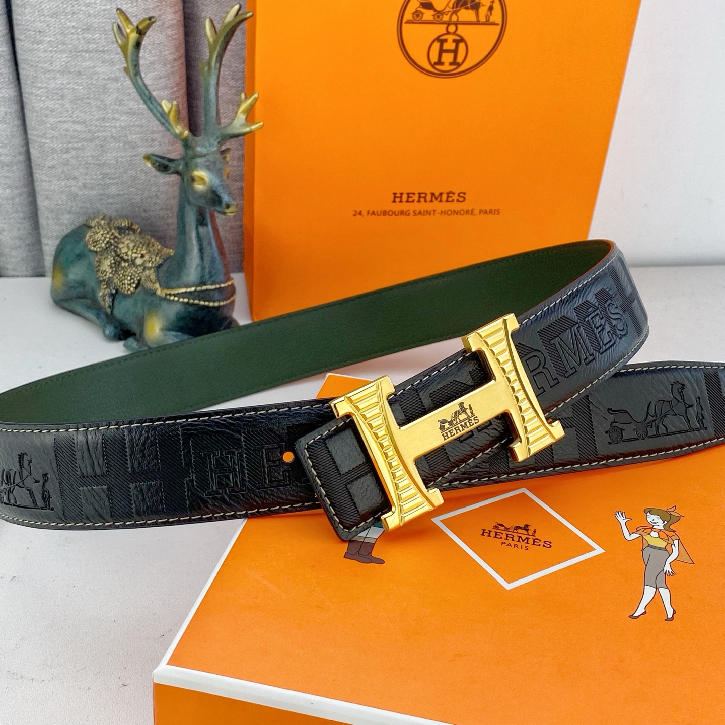 爱马仕💕 特种皮腰带系列 ，原厂五金精品不锈钢扣，手感柔软舒适 宽3.8CM。