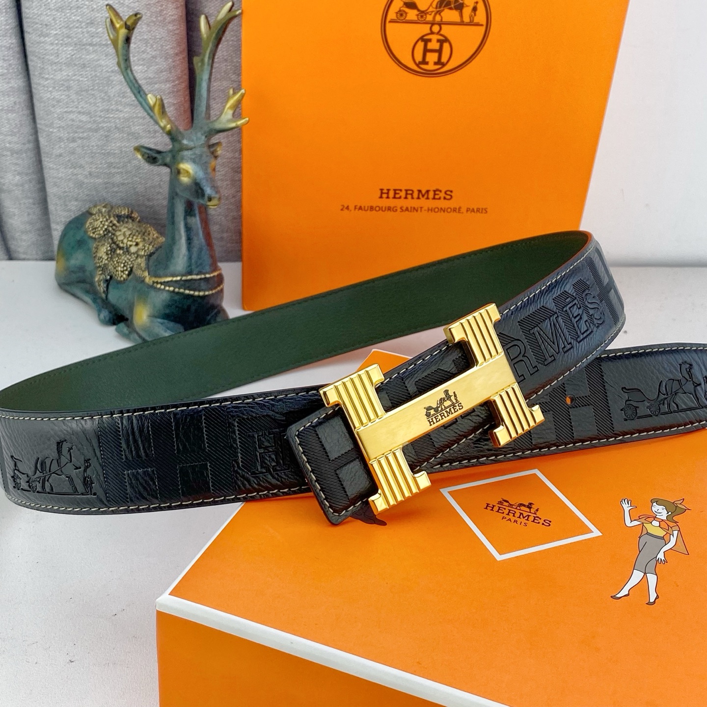 爱马仕💕 特种皮腰带系列 ，原厂五金精品不锈钢扣，手感柔软舒适 宽3.8CM。