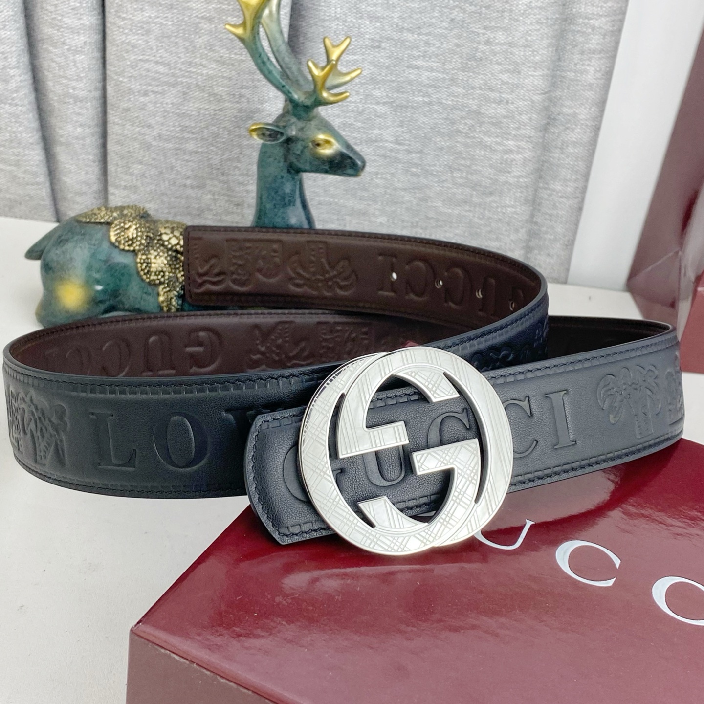 古奇💕 特种皮腰带系列 ，原厂五金精品不锈钢扣，手感柔软舒适 宽3.8CM。