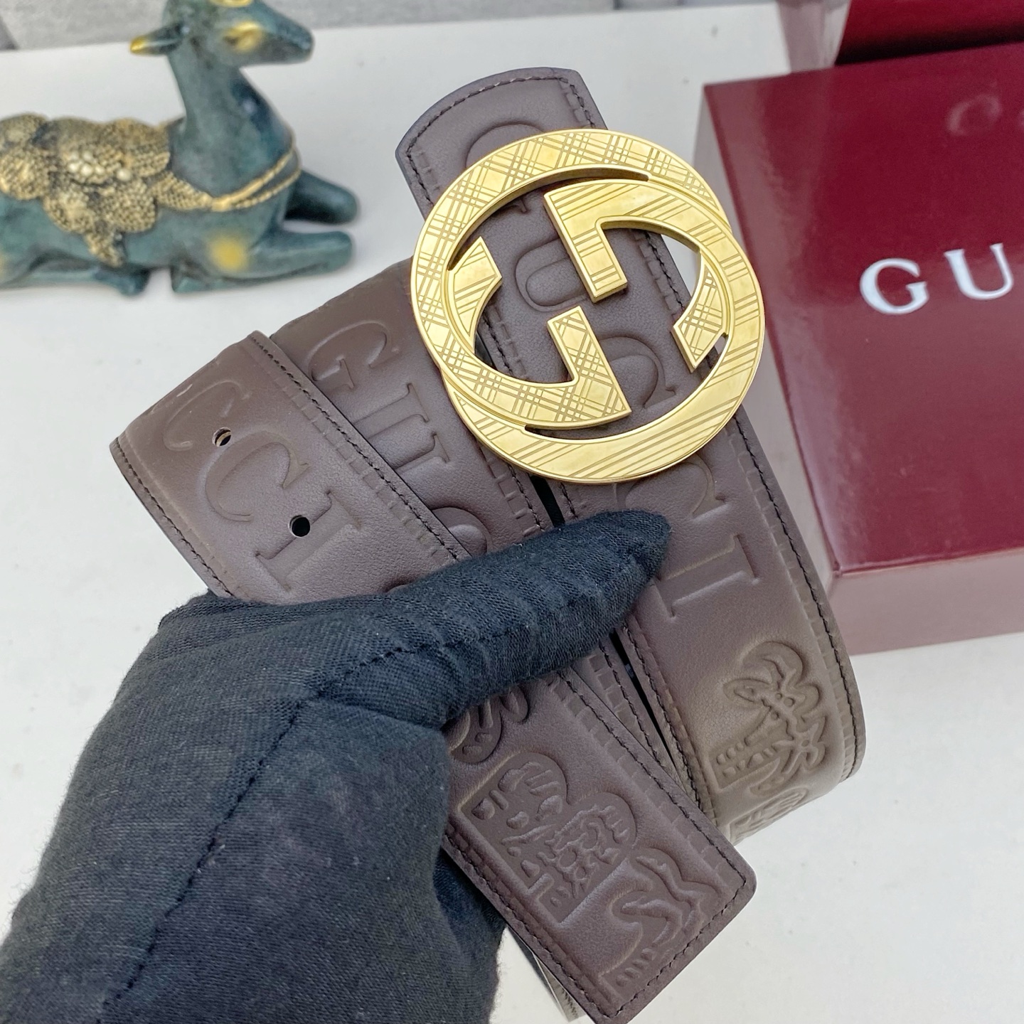 古奇💕 特种皮腰带系列 ，原厂五金精品不锈钢扣，手感柔软舒适 宽3.8CM。