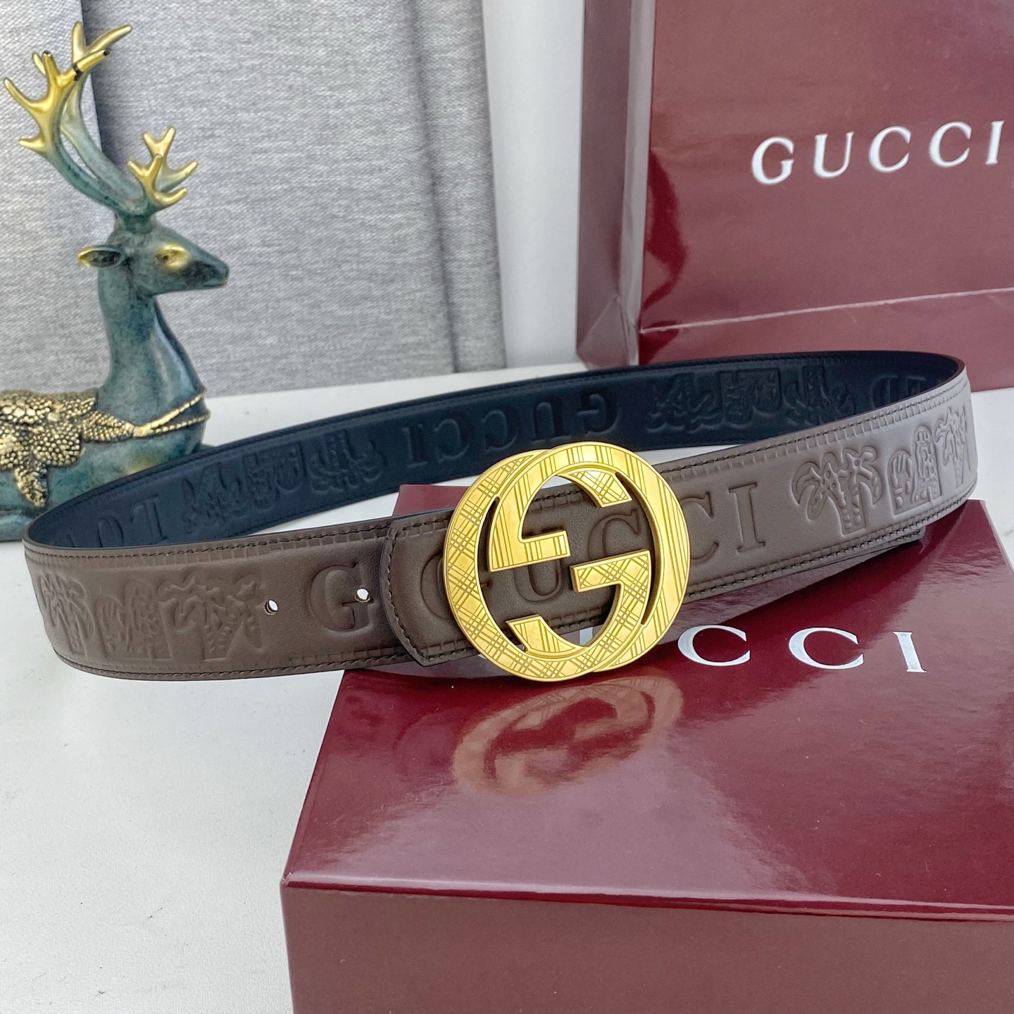古奇💕 特种皮腰带系列 ，原厂五金精品不锈钢扣，手感柔软舒适 宽3.8CM。