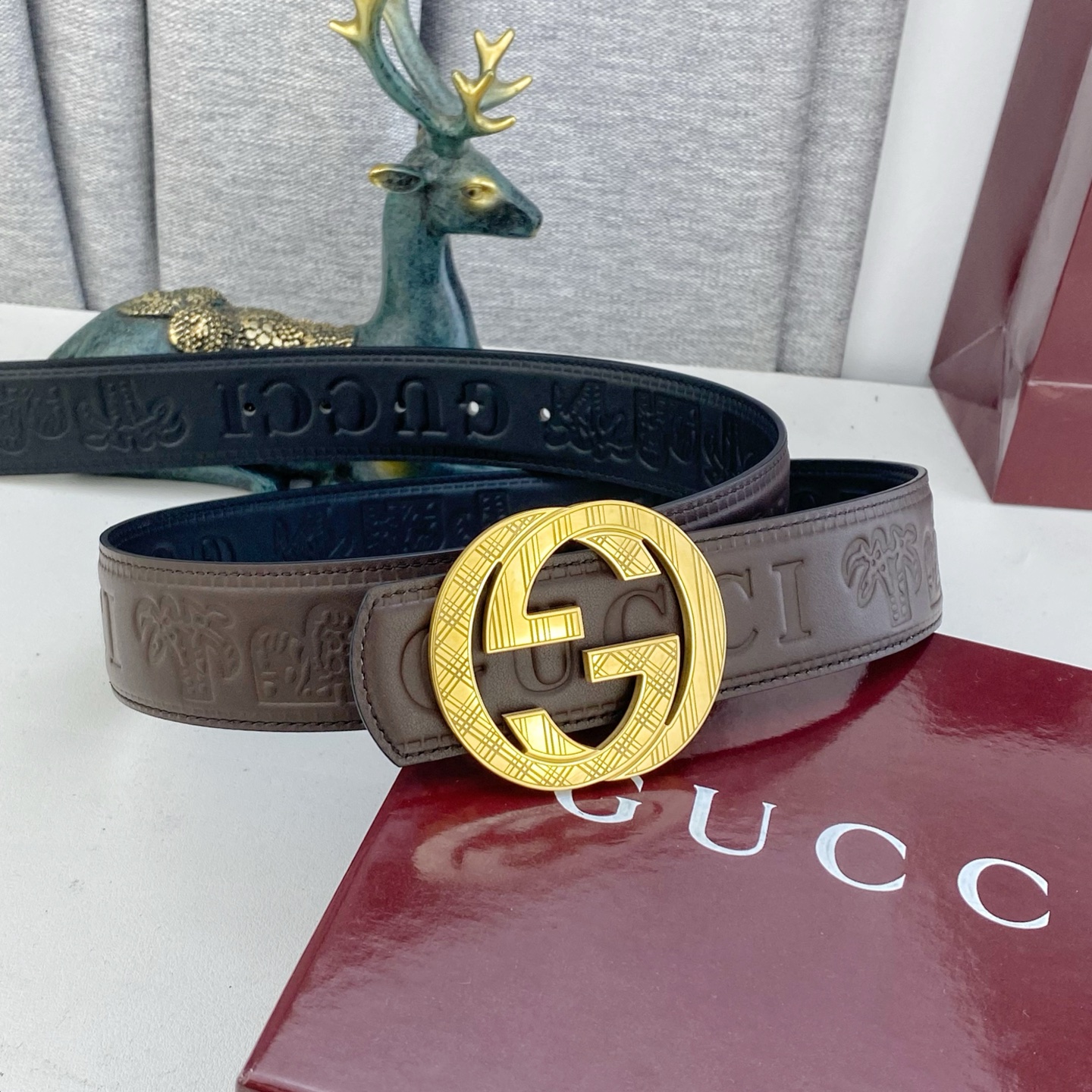 古奇💕 特种皮腰带系列 ，原厂五金精品不锈钢扣，手感柔软舒适 宽3.8CM。