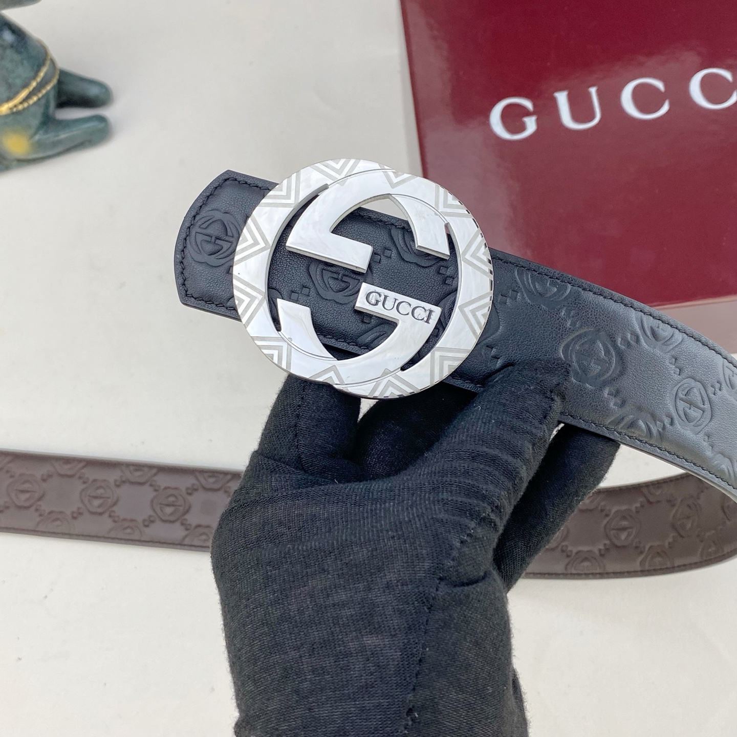 古奇💕 特种皮腰带系列 ，原厂五金精品不锈钢扣，手感柔软舒适 宽3.8CM。