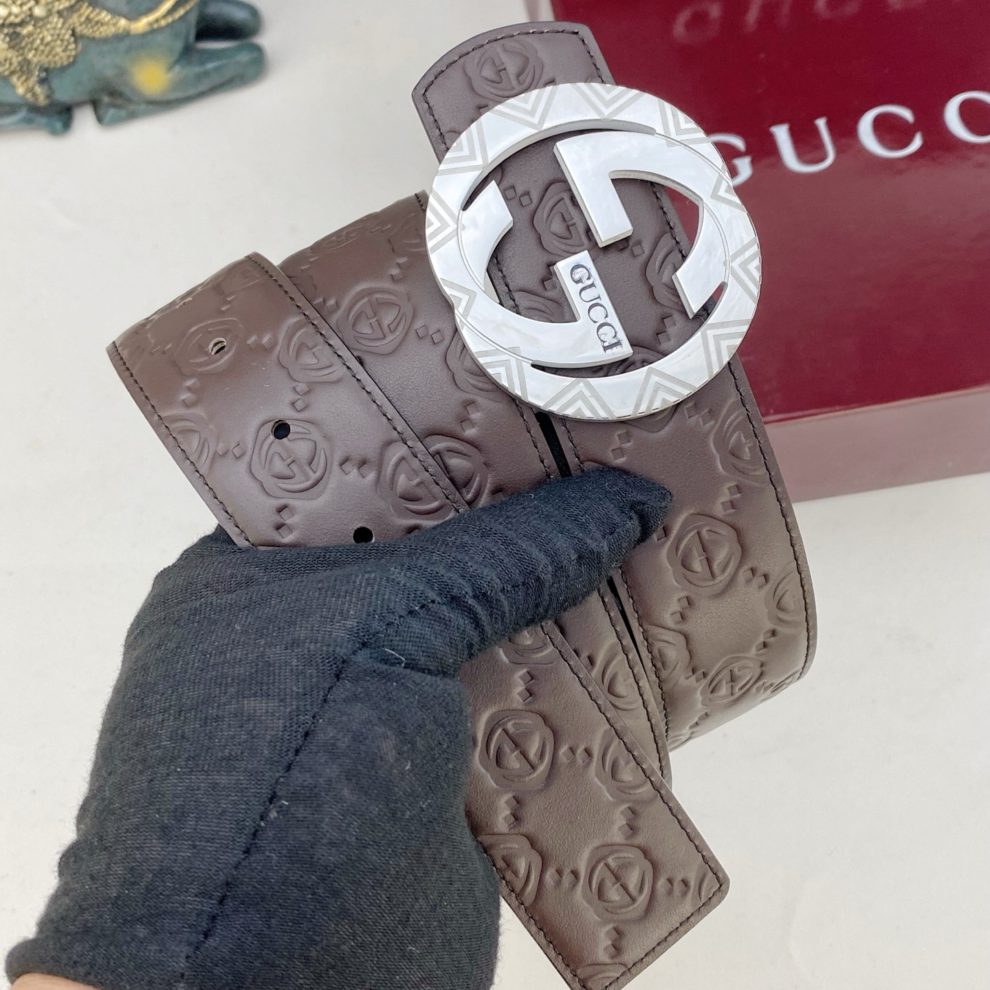 古奇💕 特种皮腰带系列 ，原厂五金精品不锈钢扣，手感柔软舒适 宽3.8CM。