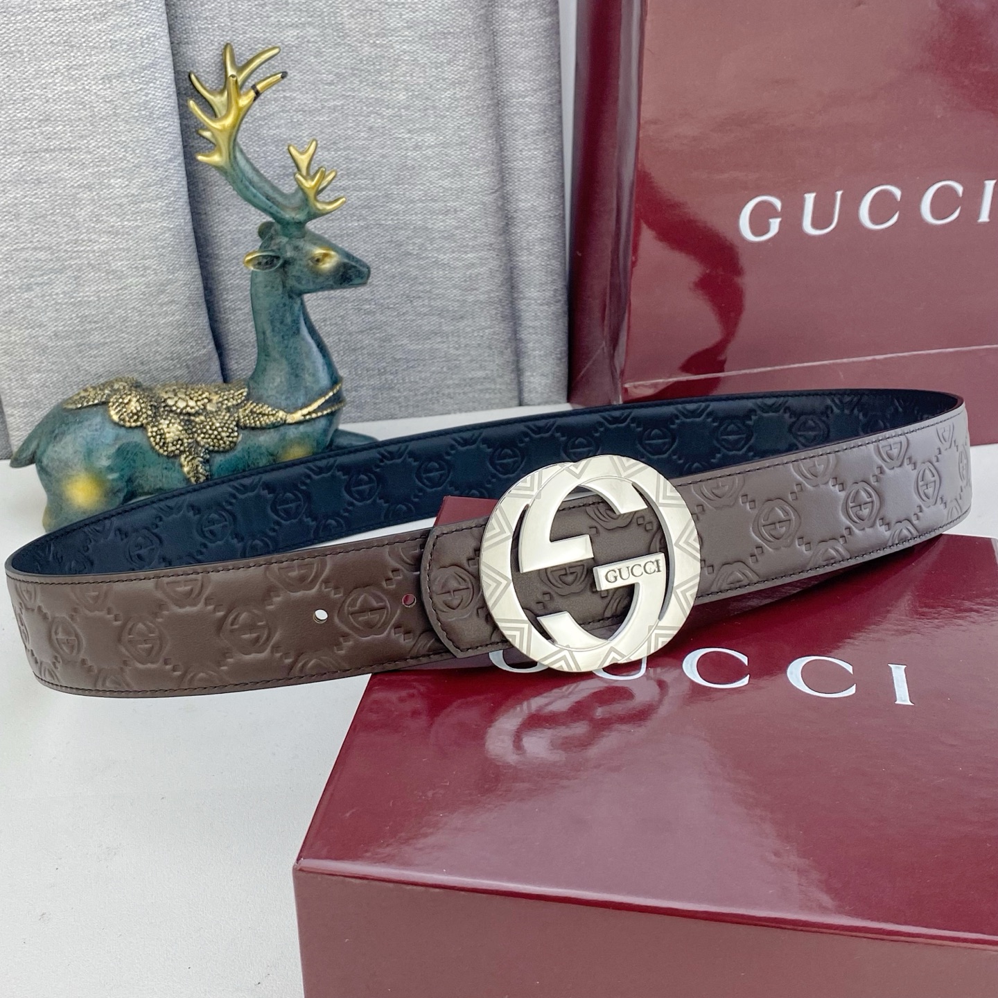 古奇💕 特种皮腰带系列 ，原厂五金精品不锈钢扣，手感柔软舒适 宽3.8CM。