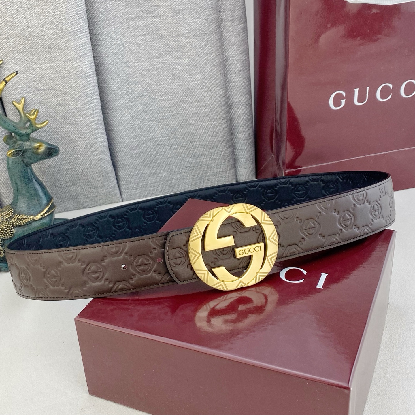 古奇💕 特种皮腰带系列 ，原厂五金精品不锈钢扣，手感柔软舒适 宽3.8CM。