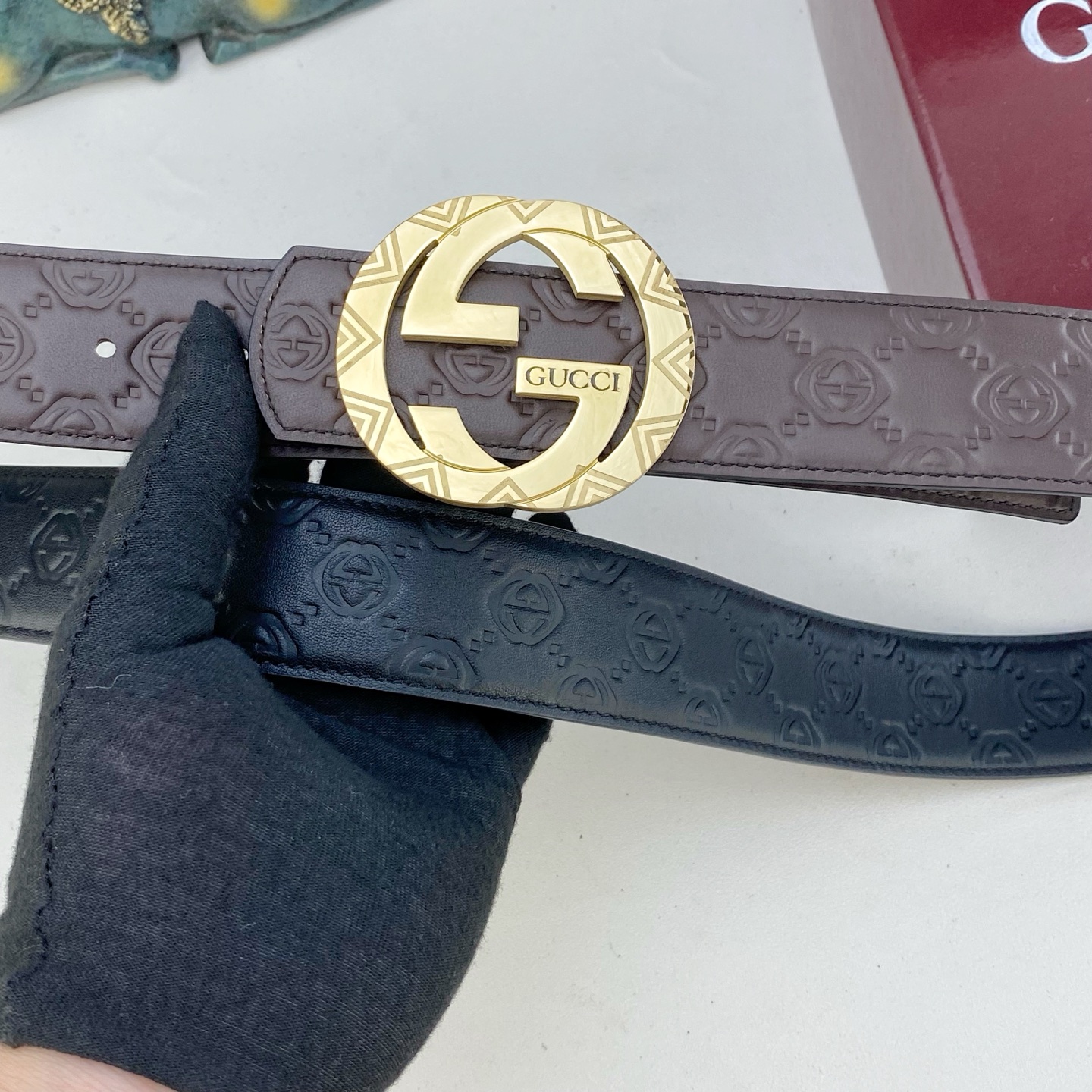 古奇💕 特种皮腰带系列 ，原厂五金精品不锈钢扣，手感柔软舒适 宽3.8CM。