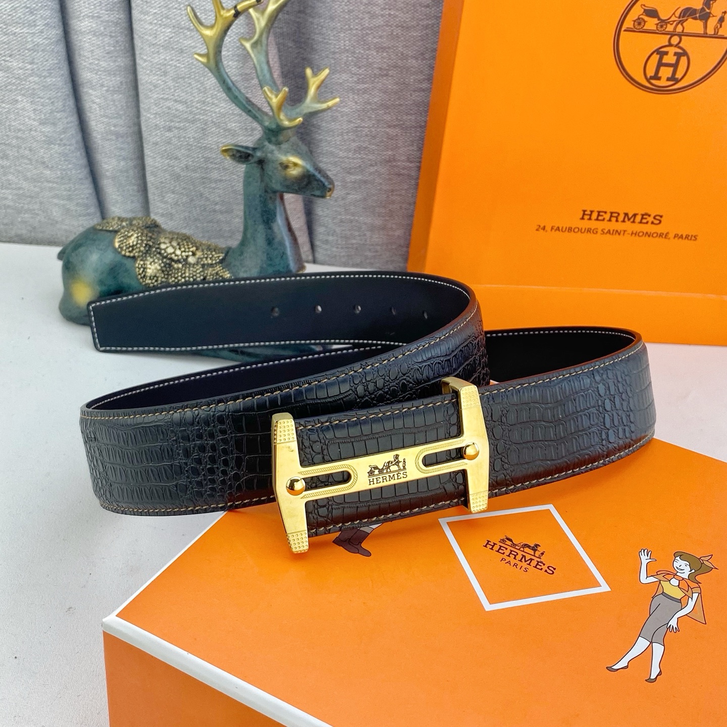 爱马仕💕 特种皮腰带系列 ，原厂五金精品不锈钢扣，手感柔软舒适 宽3.8CM。