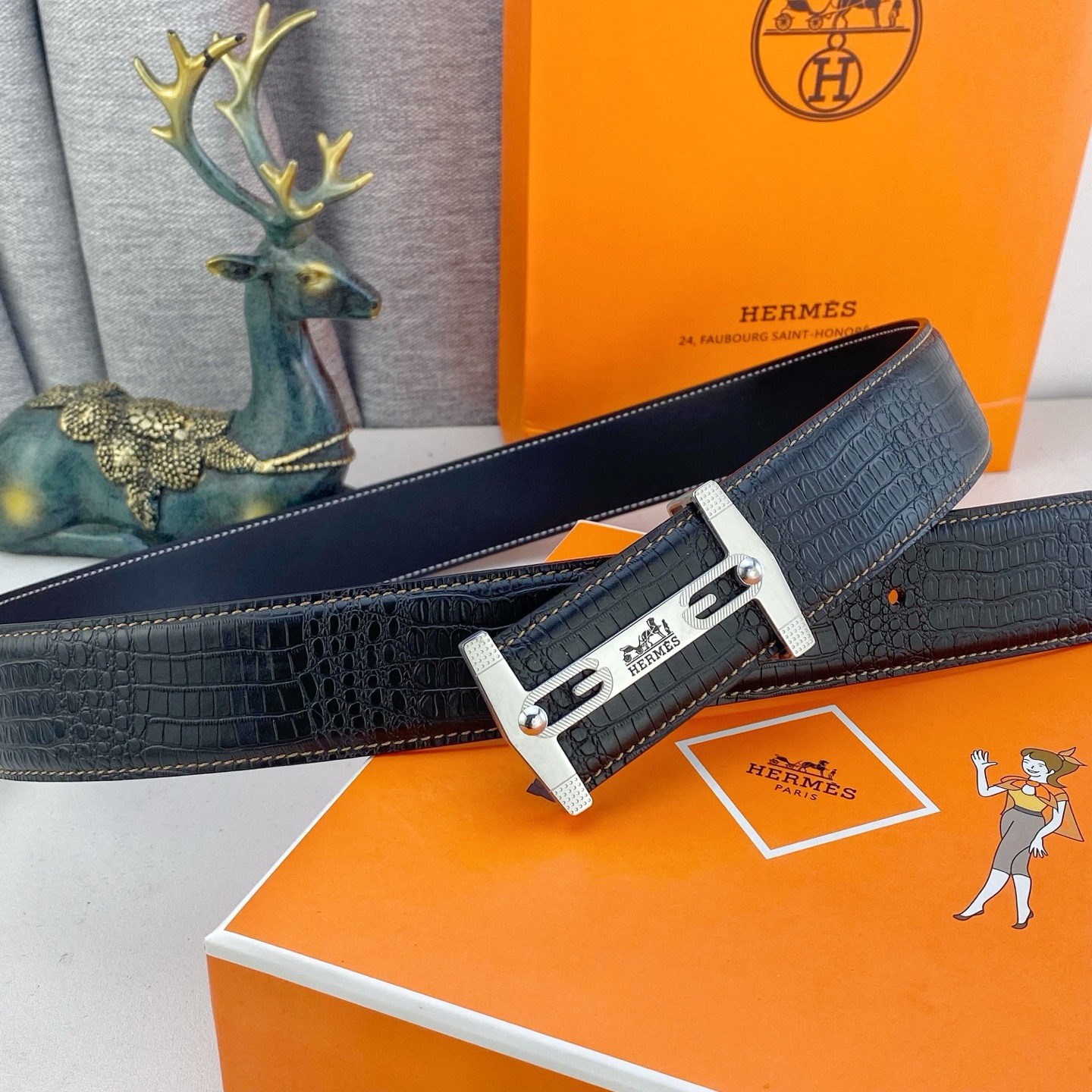 爱马仕💕 特种皮腰带系列 ，原厂五金精品不锈钢扣，手感柔软舒适 宽3.8CM。