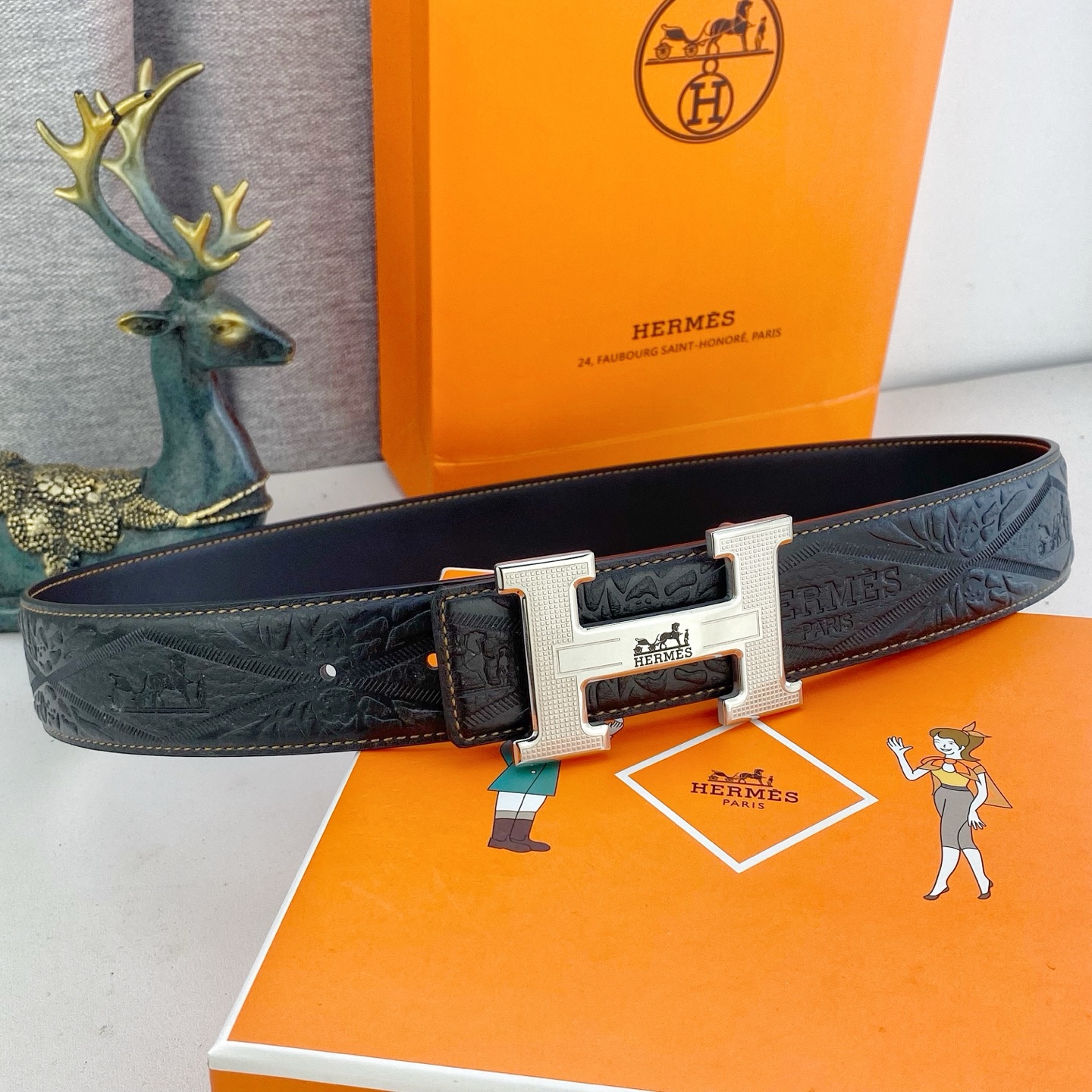 爱马仕💕 特种皮腰带系列 ，原厂五金精品不锈钢扣，手感柔软舒适 宽3.8CM。