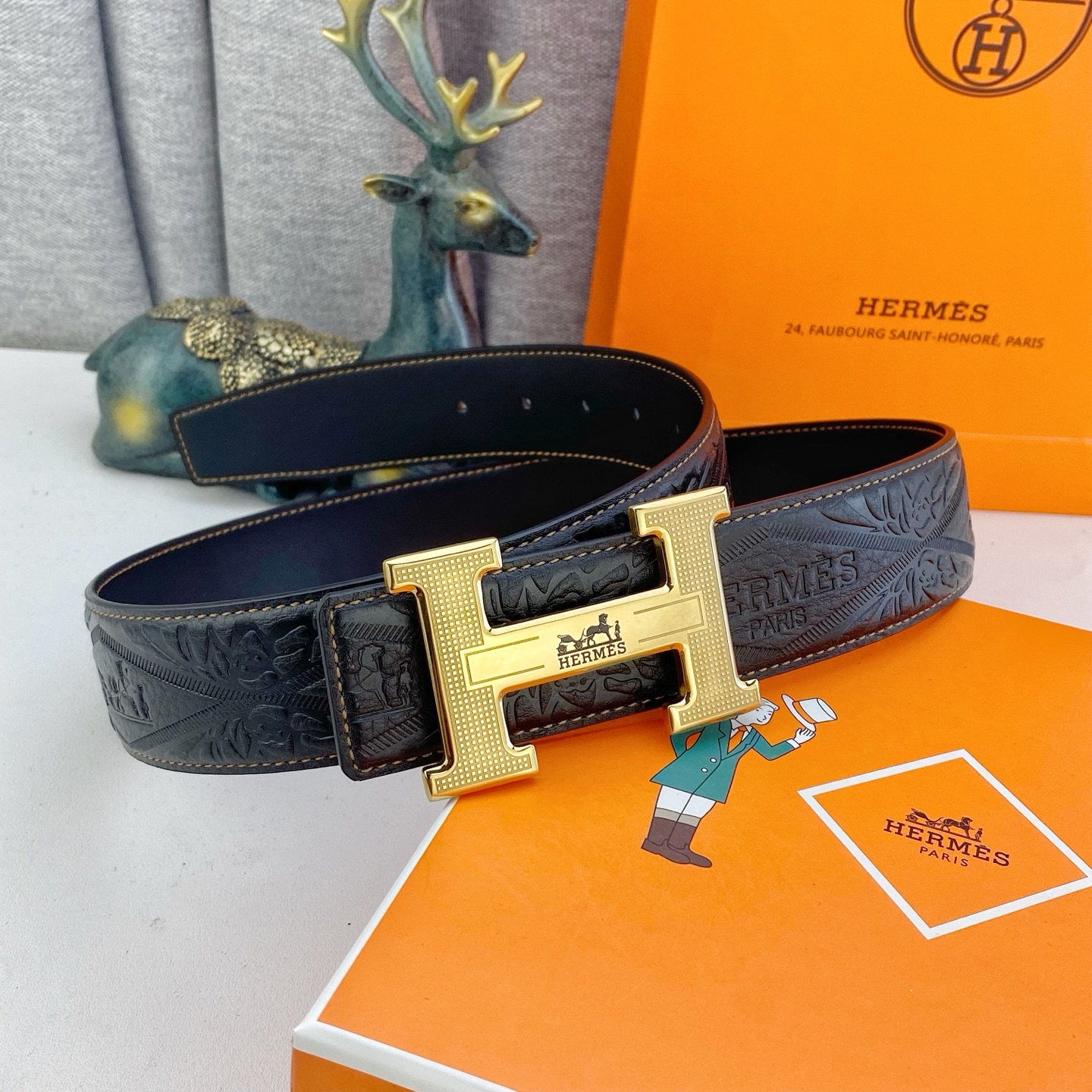 爱马仕💕 特种皮腰带系列 ，原厂五金精品不锈钢扣，手感柔软舒适 宽3.8CM。