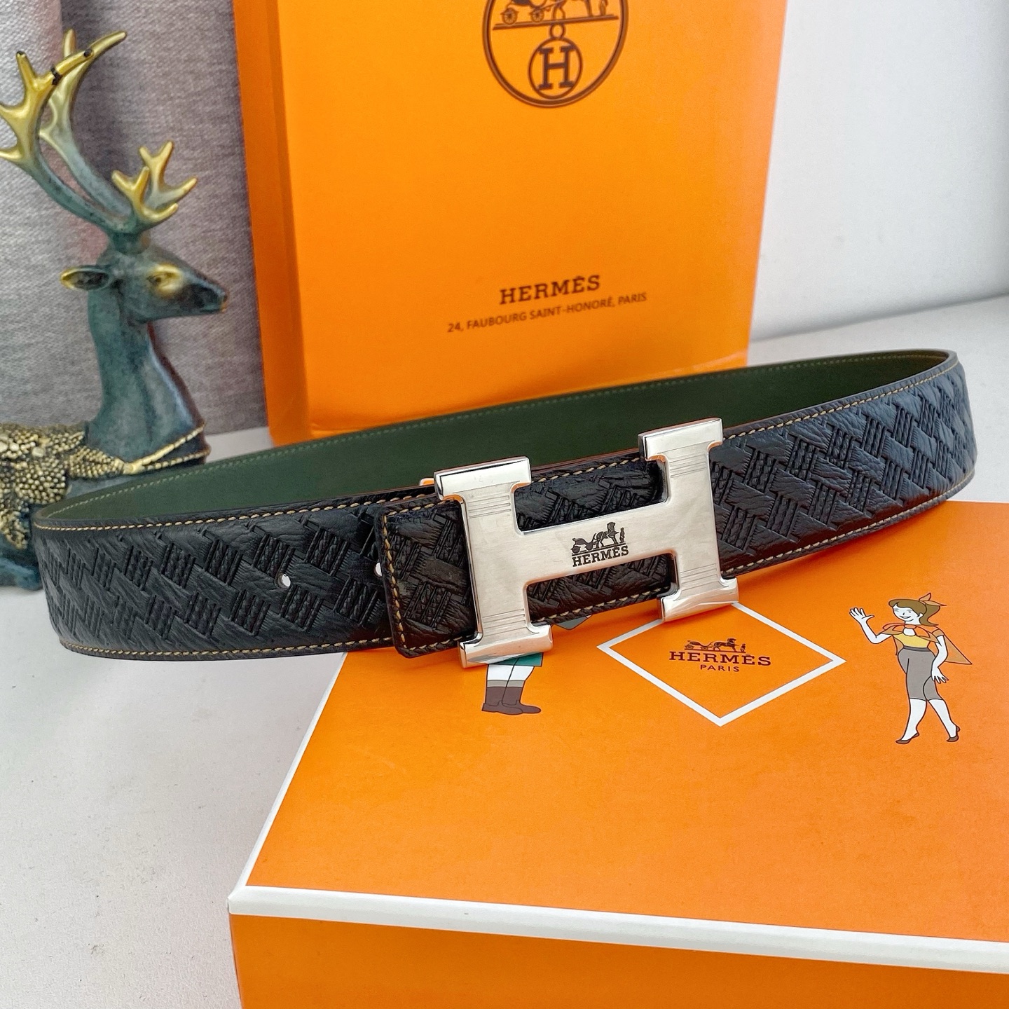 爱马仕💕 特种皮腰带系列 ，原厂五金精品不锈钢扣，手感柔软舒适 宽3.8CM。