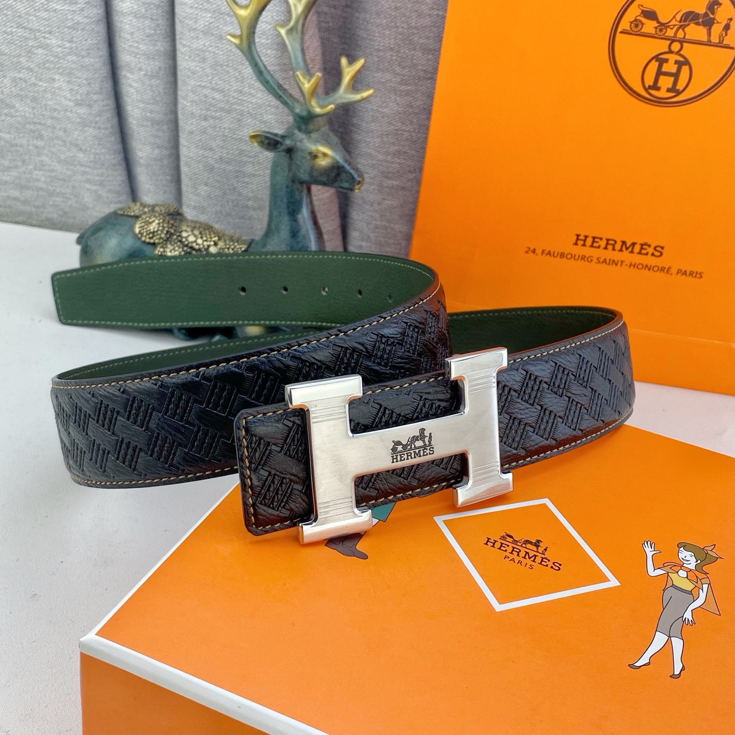 爱马仕💕 特种皮腰带系列 ，原厂五金精品不锈钢扣，手感柔软舒适 宽3.8CM。