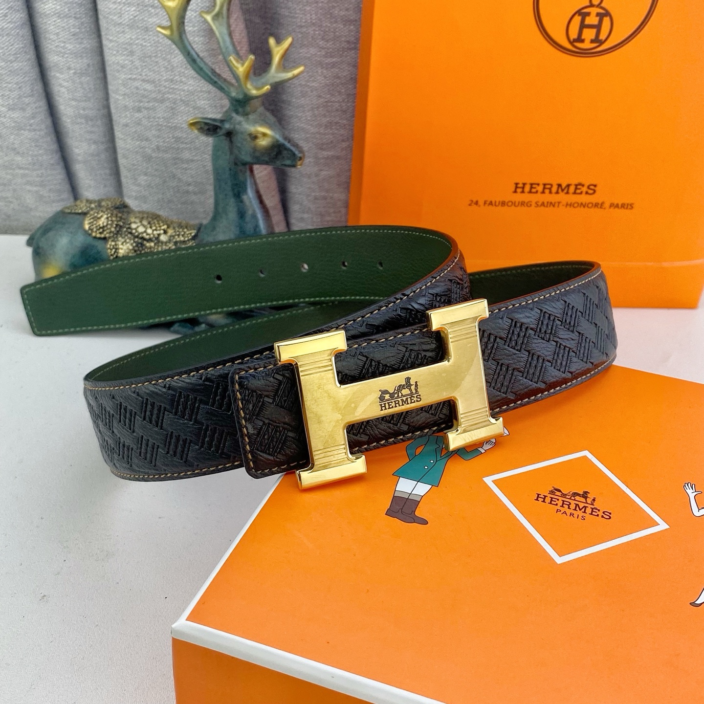 爱马仕💕 特种皮腰带系列 ，原厂五金精品不锈钢扣，手感柔软舒适 宽3.8CM。