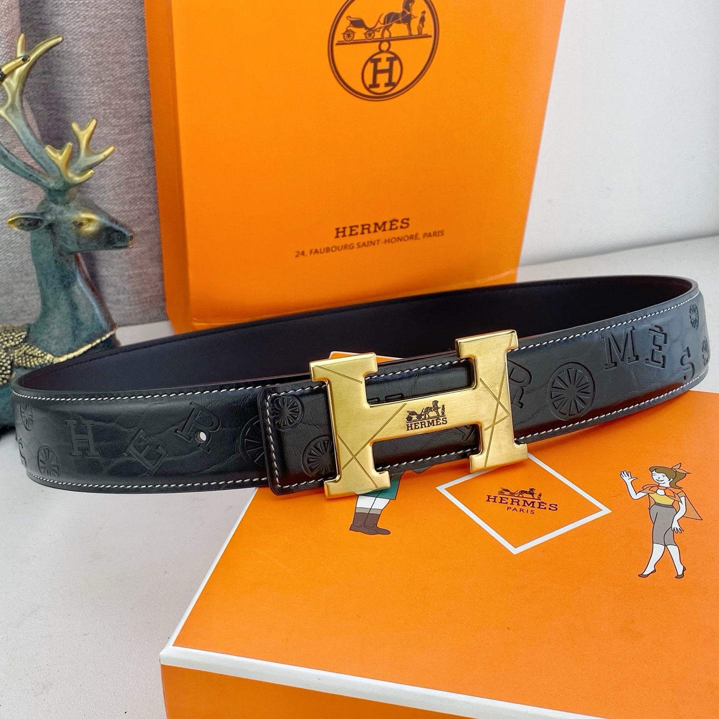爱马仕💕 特种皮腰带系列 ，原厂五金精品不锈钢扣，手感柔软舒适 宽3.8CM。
