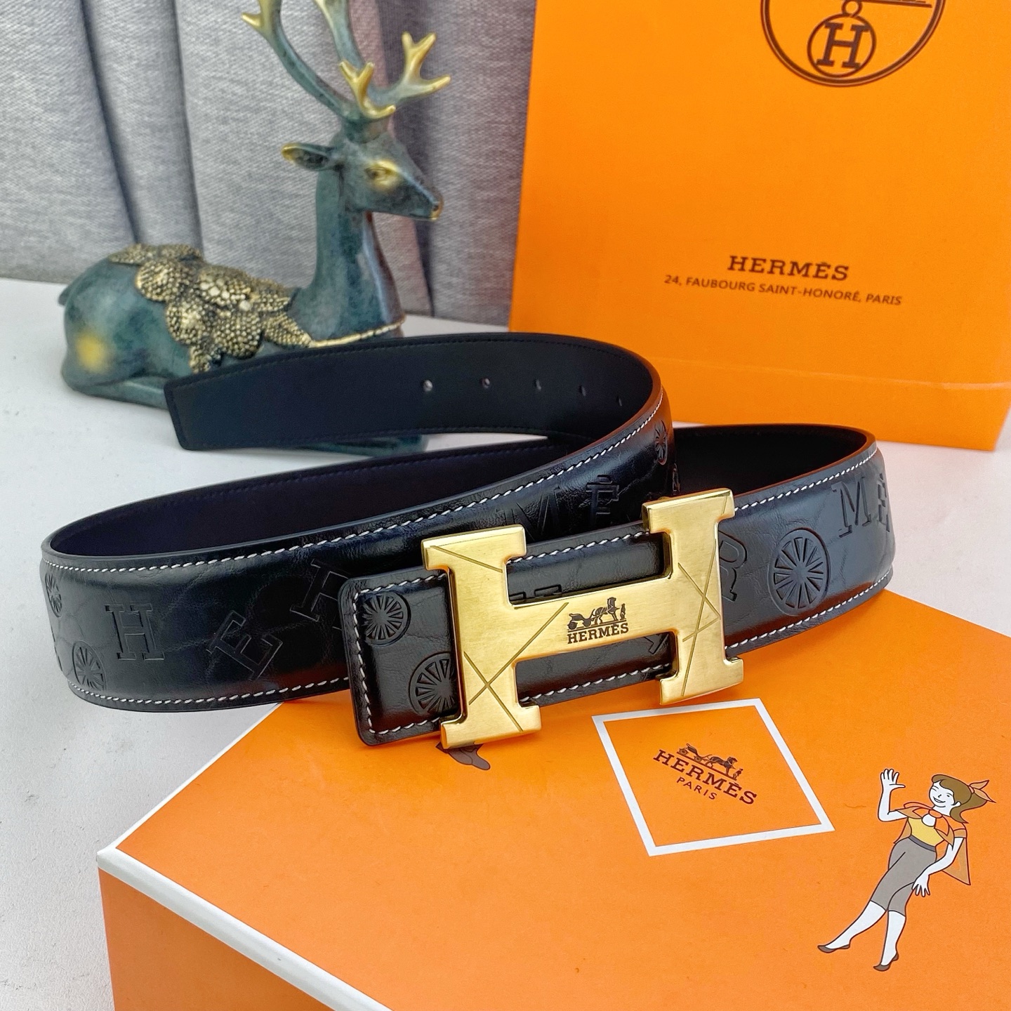 爱马仕💕 特种皮腰带系列 ，原厂五金精品不锈钢扣，手感柔软舒适 宽3.8CM。