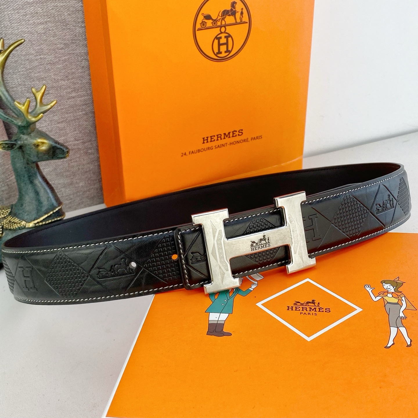 爱马仕💕 特种皮腰带系列 ，原厂五金精品不锈钢扣，手感柔软舒适 宽3.8CM。