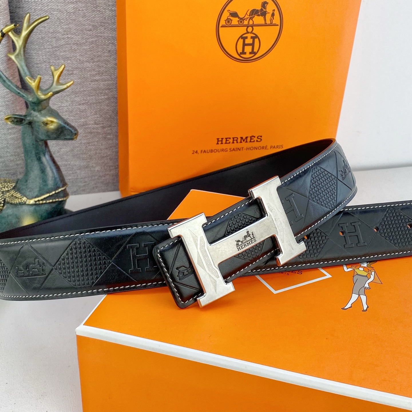 爱马仕💕 特种皮腰带系列 ，原厂五金精品不锈钢扣，手感柔软舒适 宽3.8CM。