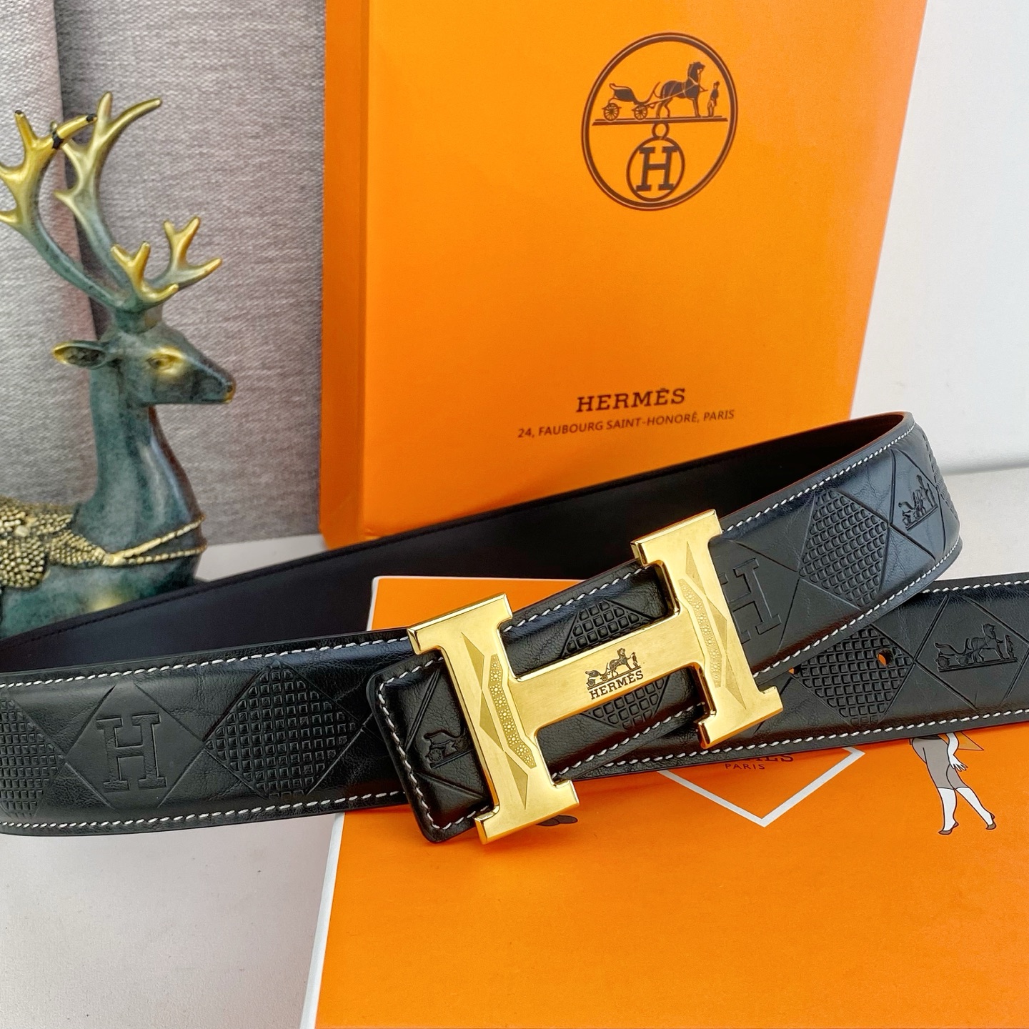 爱马仕💕 特种皮腰带系列 ，原厂五金精品不锈钢扣，手感柔软舒适 宽3.8CM。