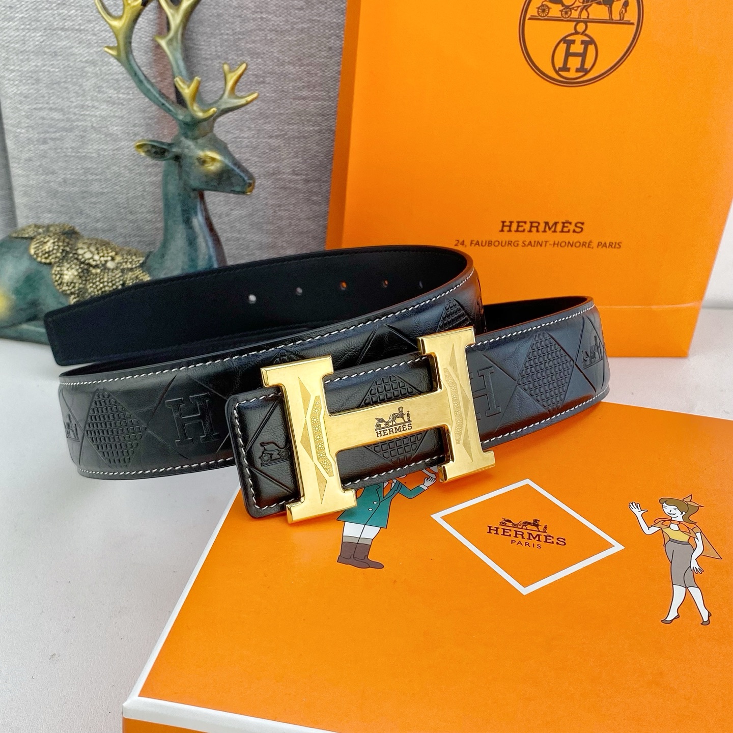 爱马仕💕 特种皮腰带系列 ，原厂五金精品不锈钢扣，手感柔软舒适 宽3.8CM。