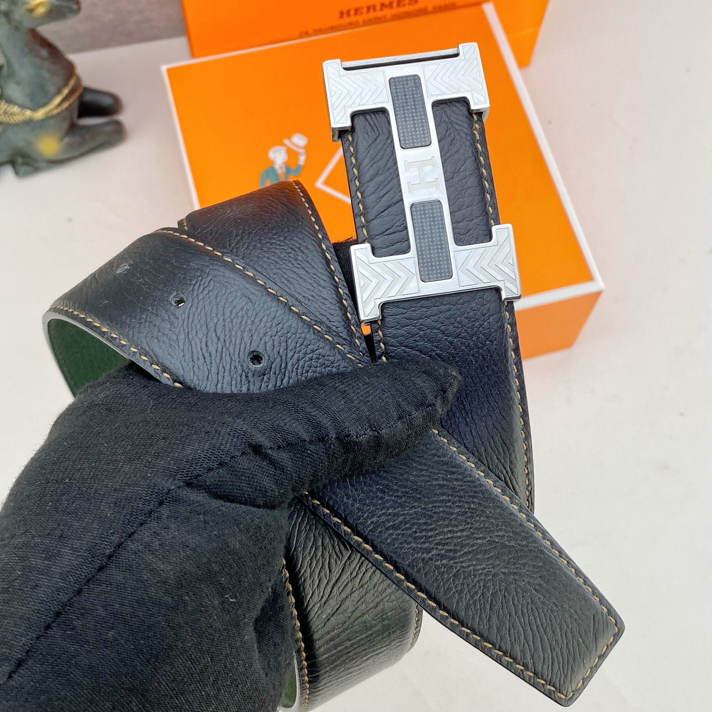 爱马仕💕 特种皮腰带系列 ，原厂五金精品不锈钢扣，手感柔软舒适 宽3.8CM。