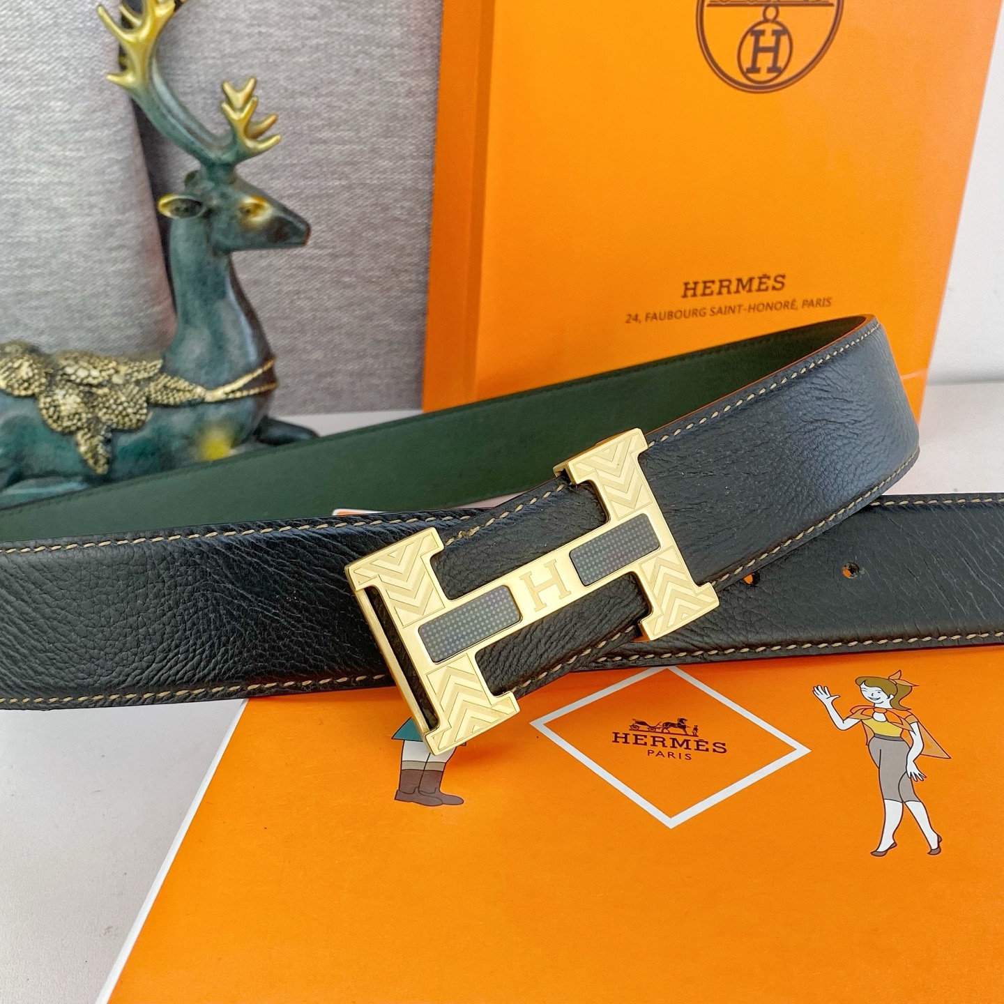 爱马仕💕 特种皮腰带系列 ，原厂五金精品不锈钢扣，手感柔软舒适 宽3.8CM。