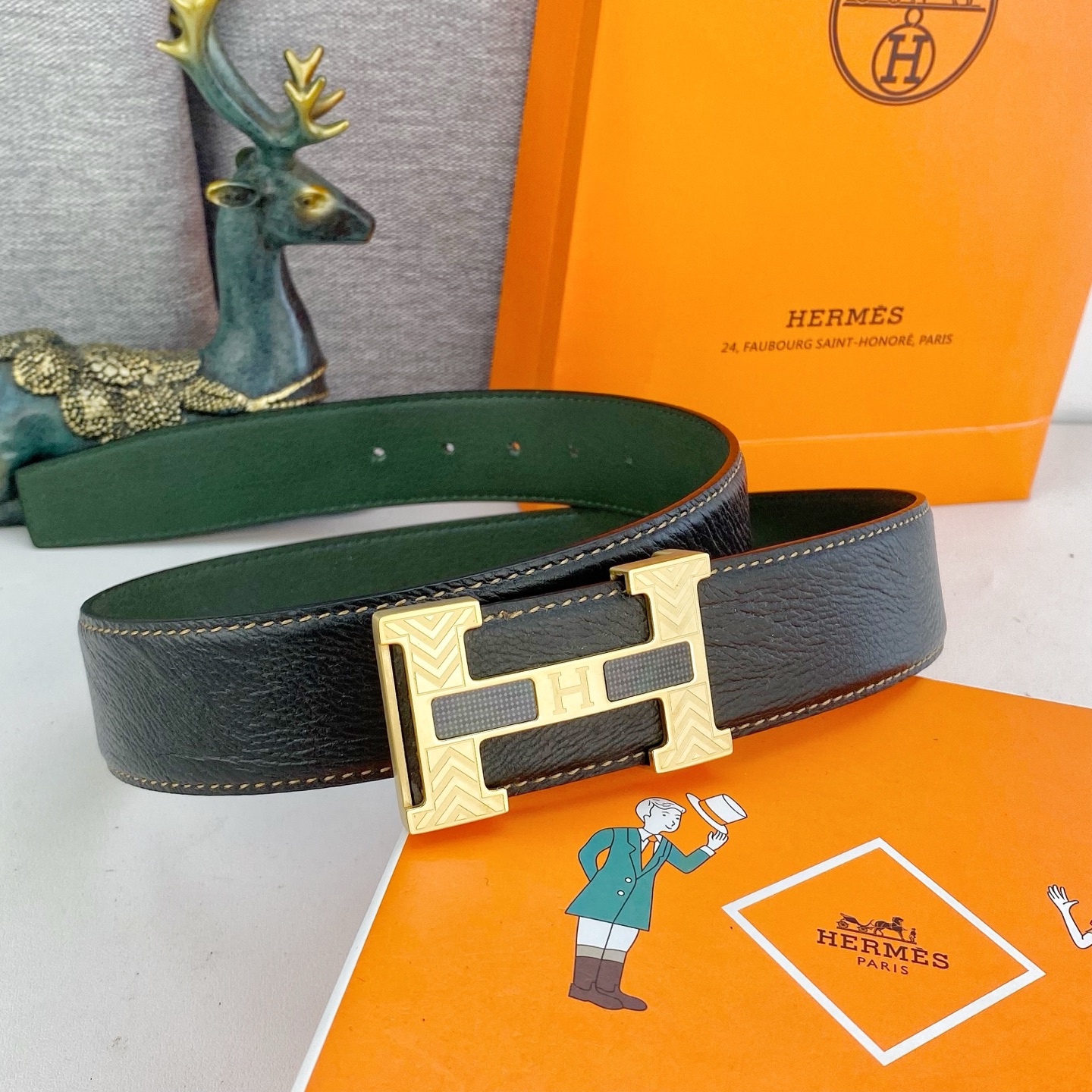 爱马仕💕 特种皮腰带系列 ，原厂五金精品不锈钢扣，手感柔软舒适 宽3.8CM。