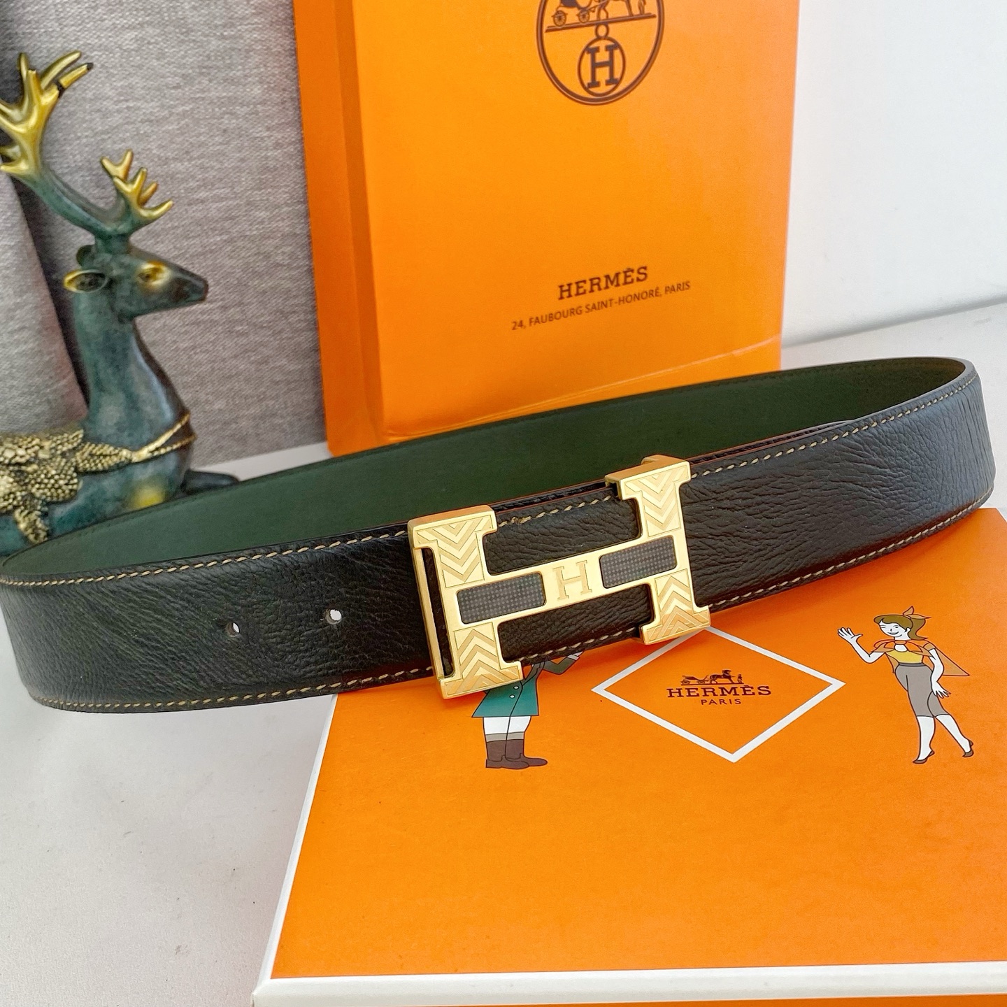 爱马仕💕 特种皮腰带系列 ，原厂五金精品不锈钢扣，手感柔软舒适 宽3.8CM。