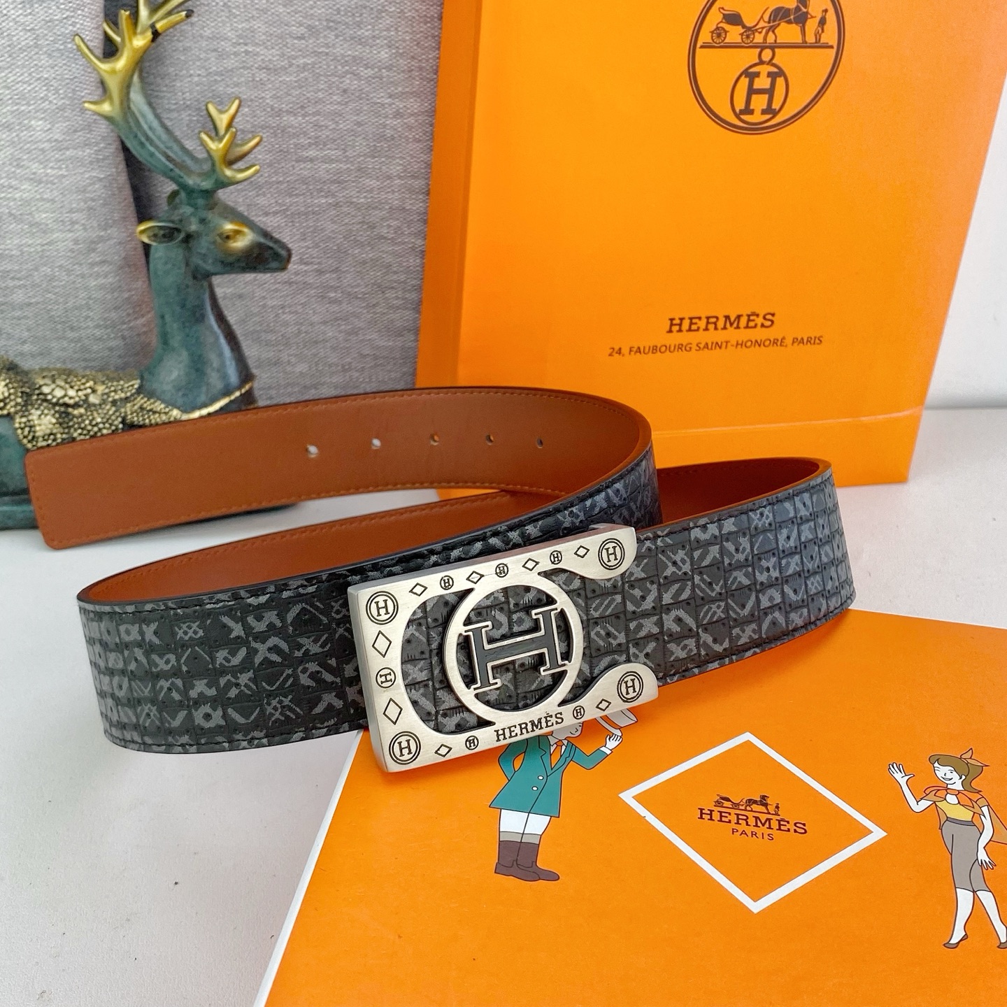 爱马仕💕 特种皮腰带系列 ，原厂五金精品不锈钢扣，手感柔软舒适 宽3.8CM。