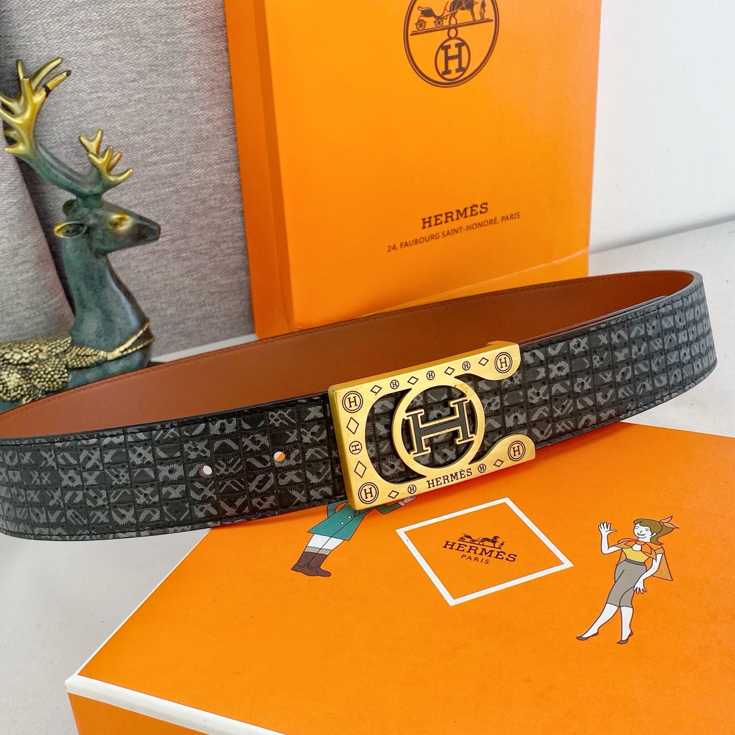 爱马仕💕 特种皮腰带系列 ，原厂五金精品不锈钢扣，手感柔软舒适 宽3.8CM。