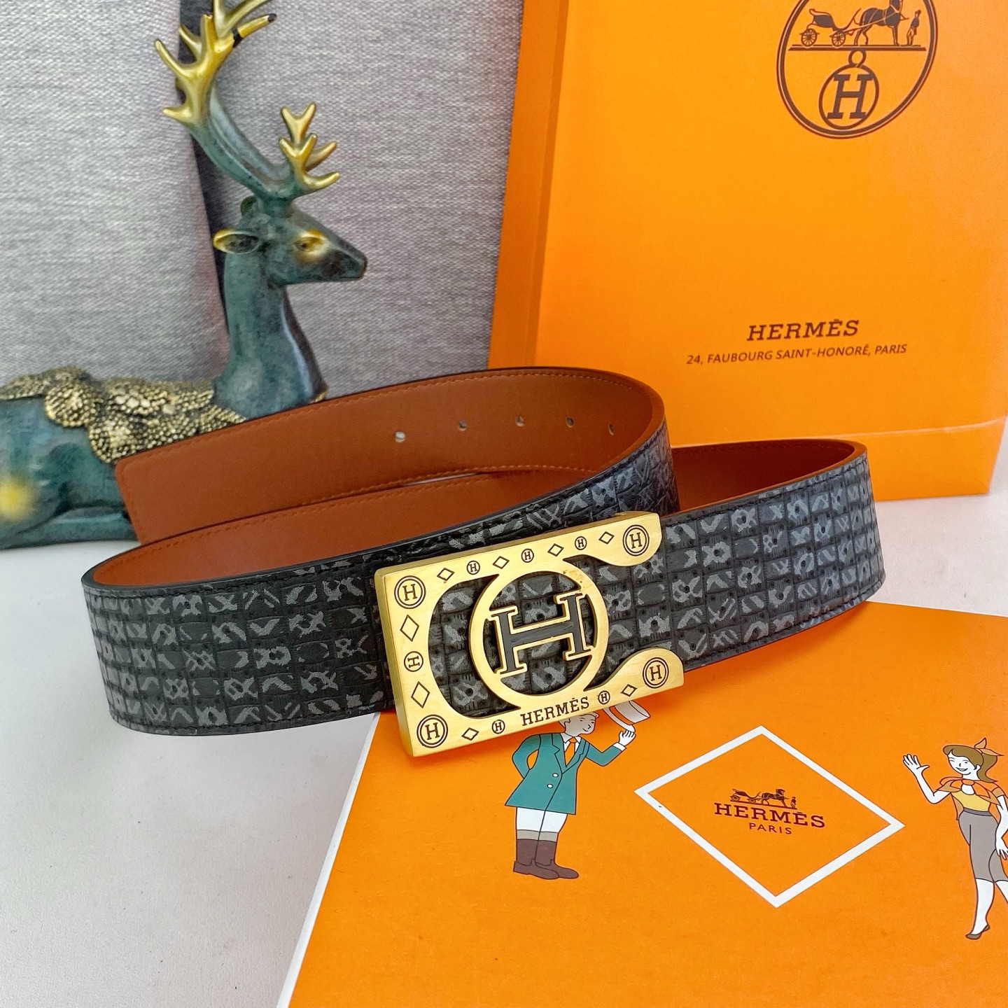 爱马仕💕 特种皮腰带系列 ，原厂五金精品不锈钢扣，手感柔软舒适 宽3.8CM。