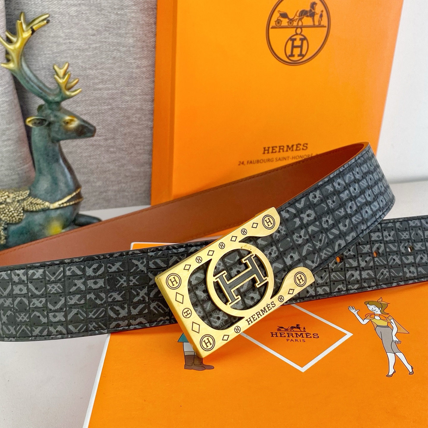 爱马仕💕 特种皮腰带系列 ，原厂五金精品不锈钢扣，手感柔软舒适 宽3.8CM。
