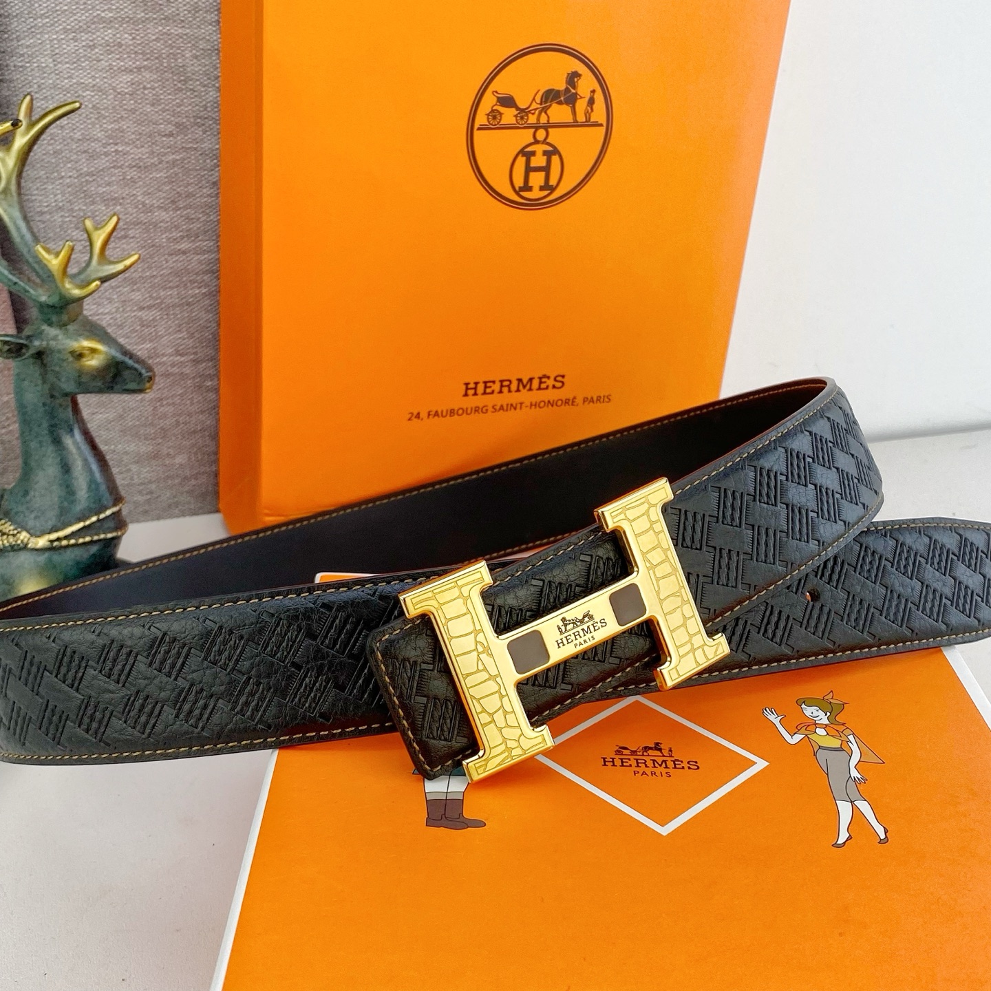 爱马仕💕 特种皮腰带系列 ，原厂五金精品不锈钢扣，手感柔软舒适 宽3.8CM。