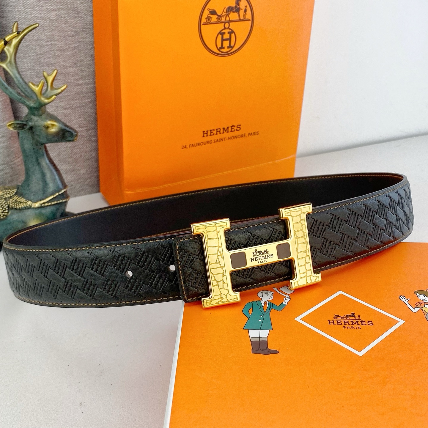 爱马仕💕 特种皮腰带系列 ，原厂五金精品不锈钢扣，手感柔软舒适 宽3.8CM。