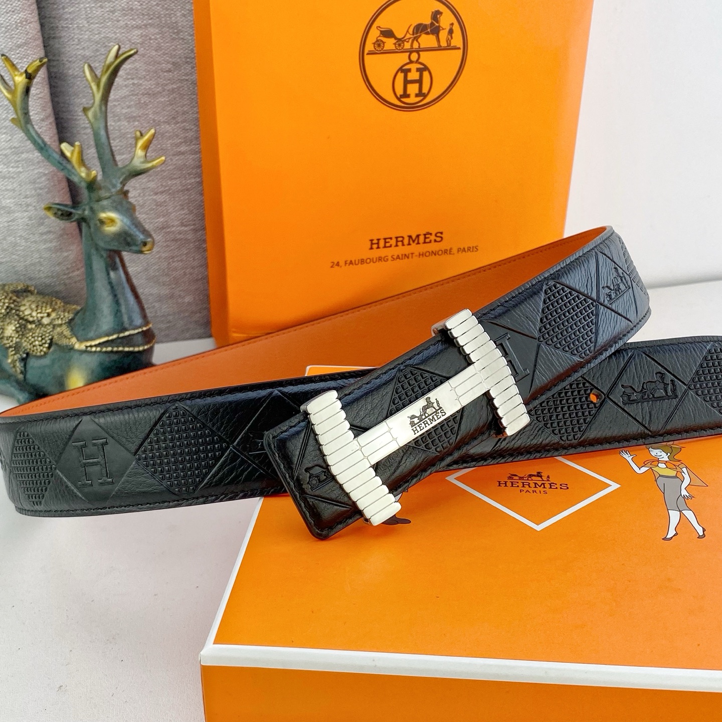 爱马仕💕 特种皮腰带系列 ，原厂五金精品不锈钢扣，手感柔软舒适 宽3.8CM。