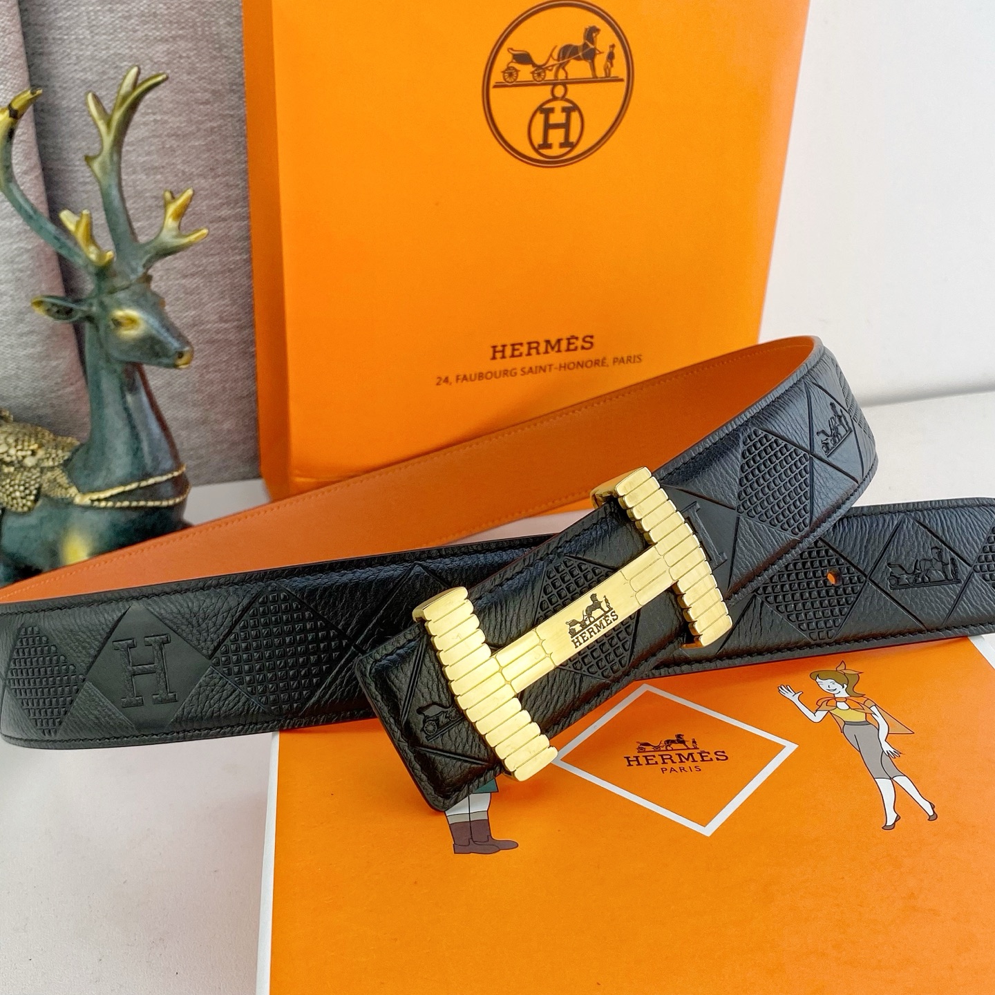 爱马仕💕 特种皮腰带系列 ，原厂五金精品不锈钢扣，手感柔软舒适 宽3.8CM。