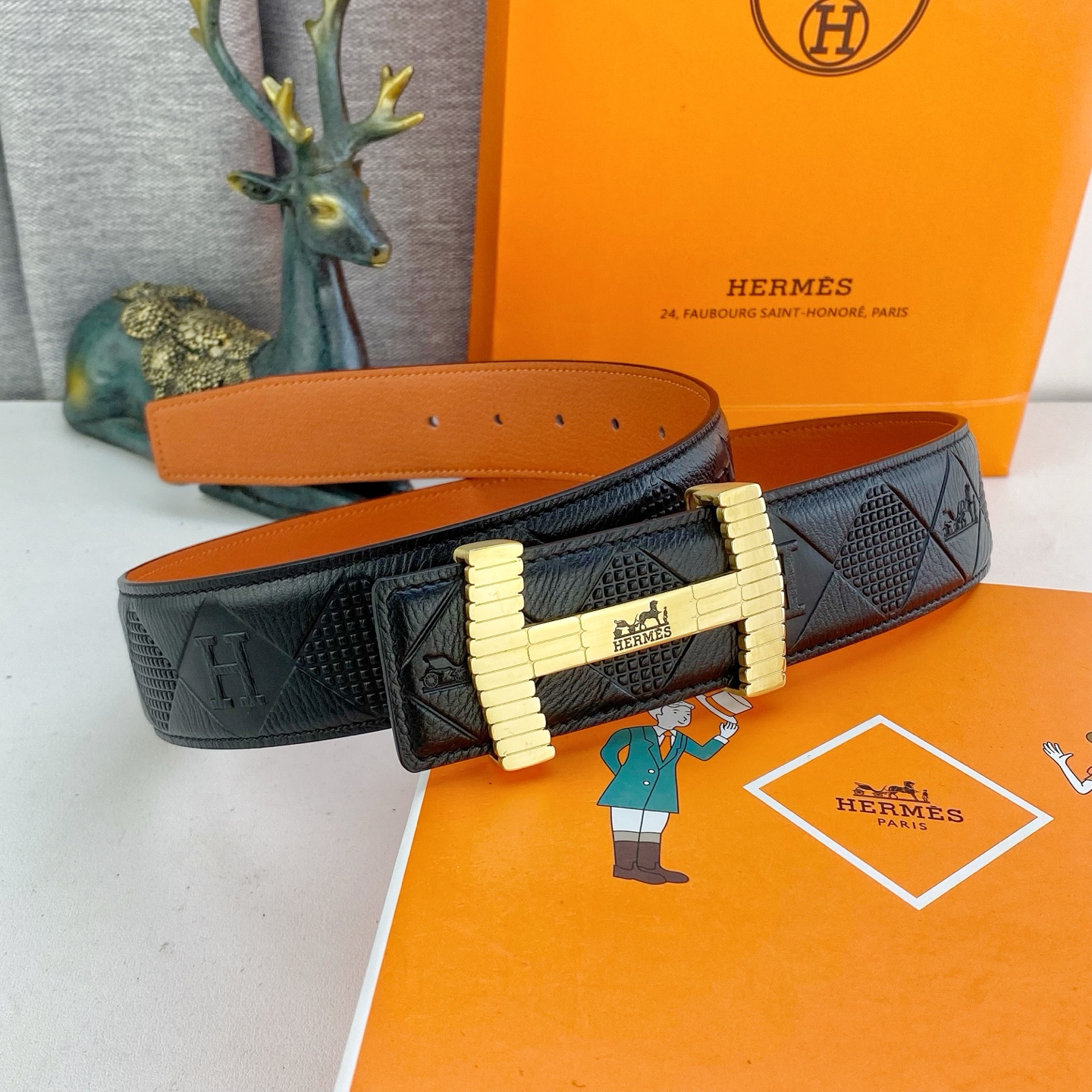 爱马仕💕 特种皮腰带系列 ，原厂五金精品不锈钢扣，手感柔软舒适 宽3.8CM。