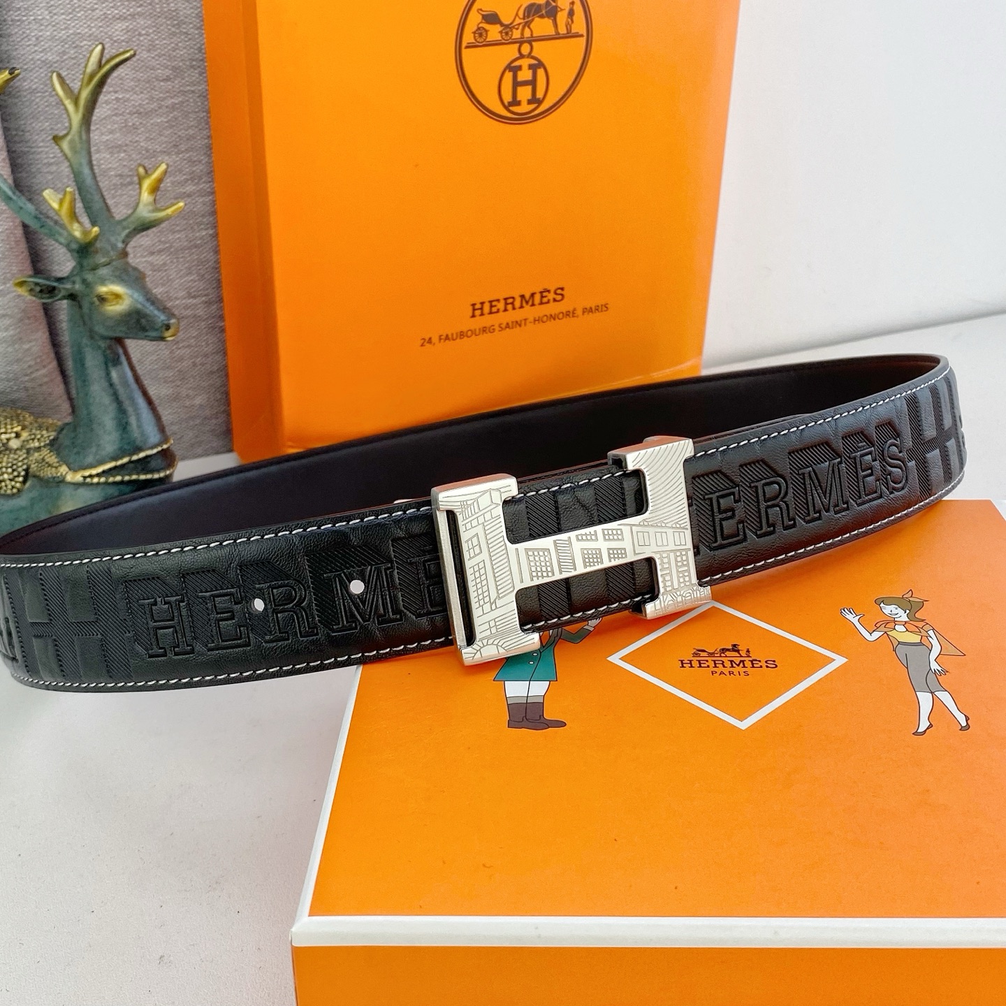 爱马仕💕 特种皮腰带系列 ，原厂五金精品不锈钢扣，手感柔软舒适 宽3.8CM。