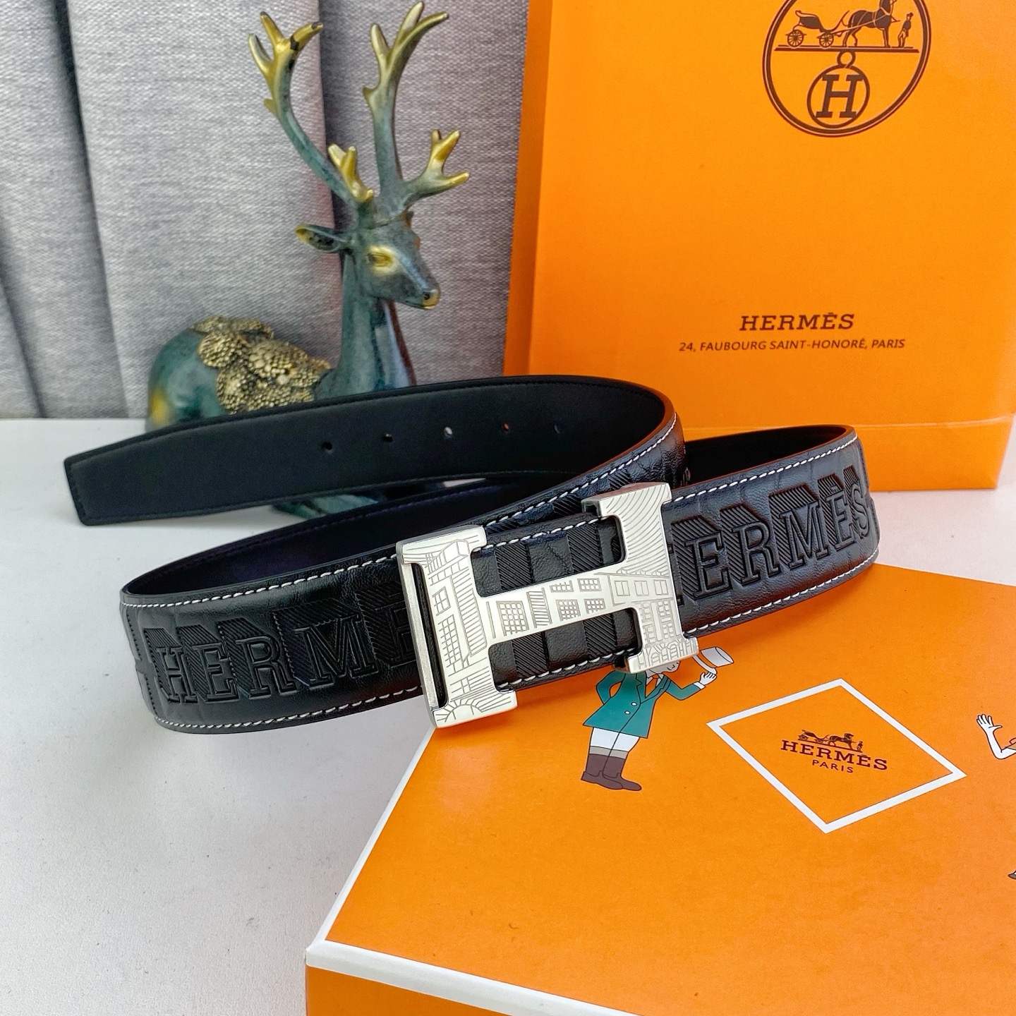 爱马仕💕 特种皮腰带系列 ，原厂五金精品不锈钢扣，手感柔软舒适 宽3.8CM。