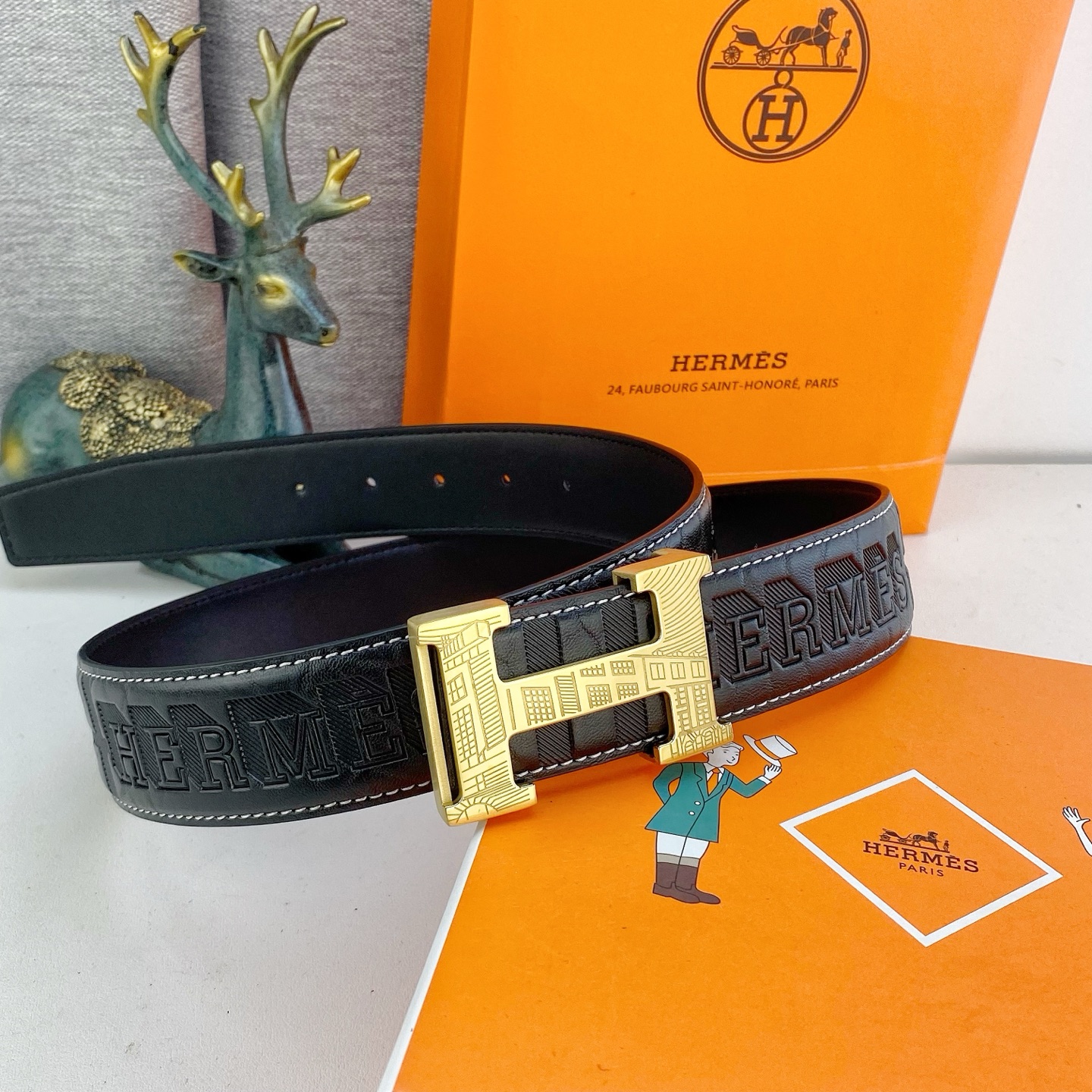 爱马仕💕 特种皮腰带系列 ，原厂五金精品不锈钢扣，手感柔软舒适 宽3.8CM。